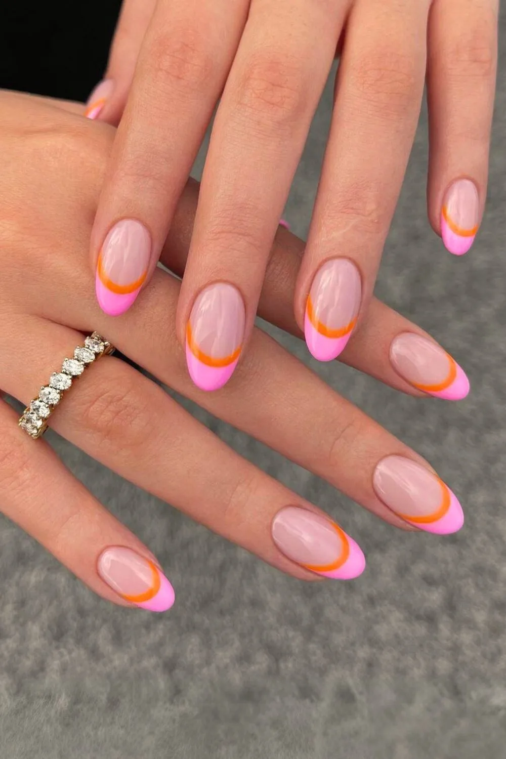 Orange and pink double french mani