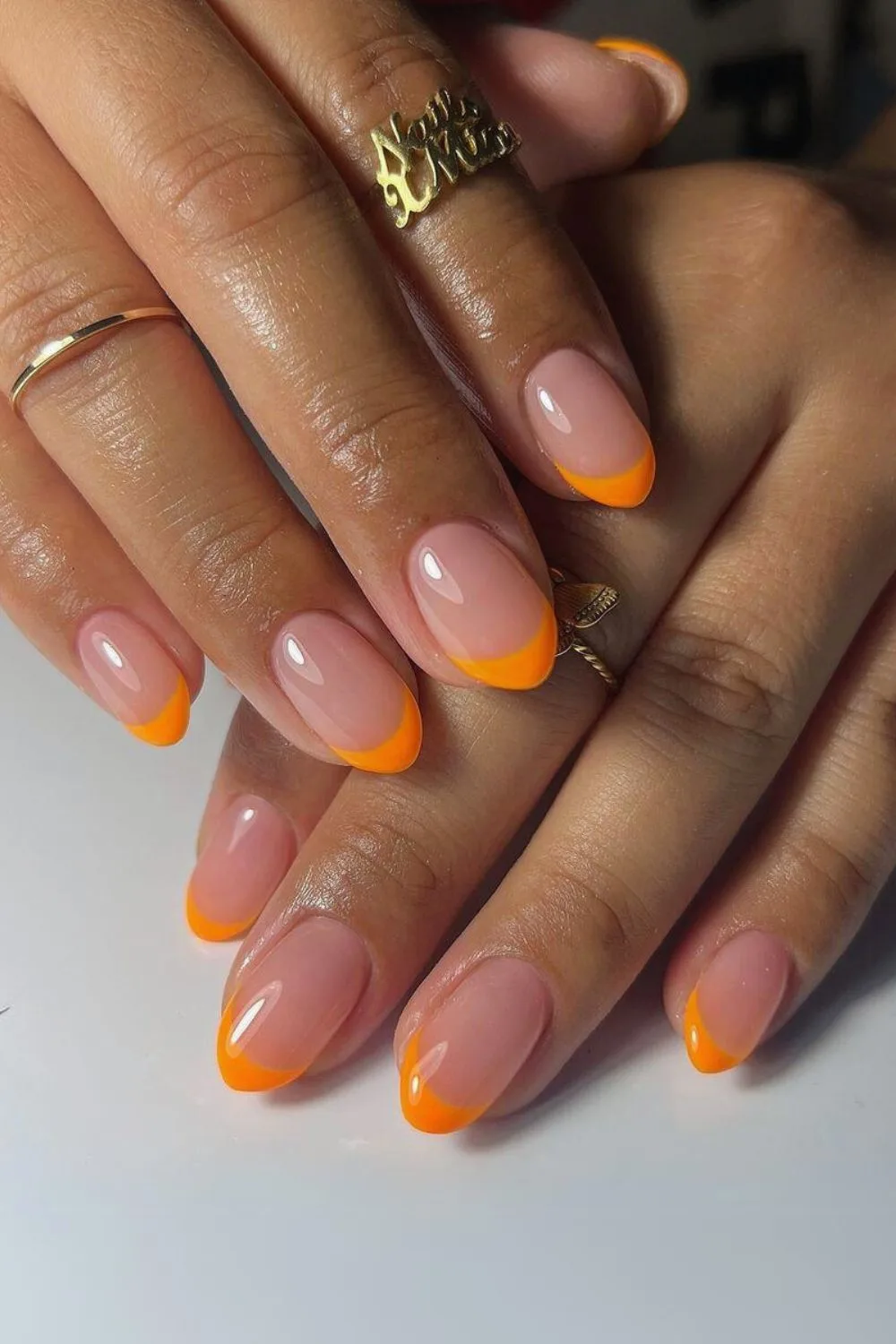 Orange french tip nails