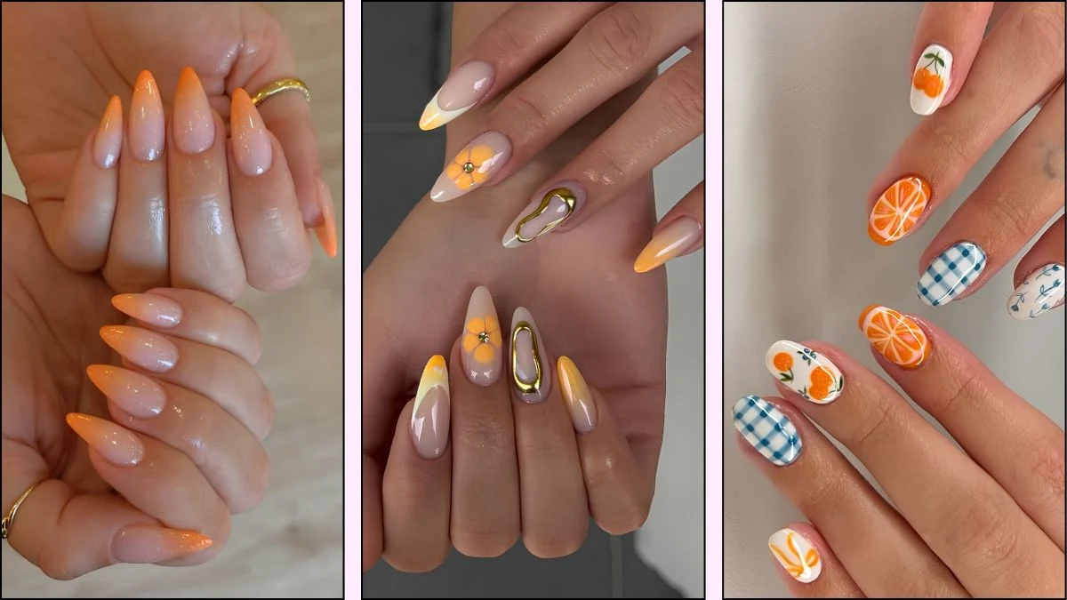 Orange summer nail designs