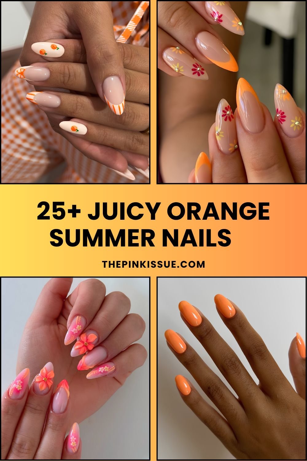 Orange summer nails pinterest