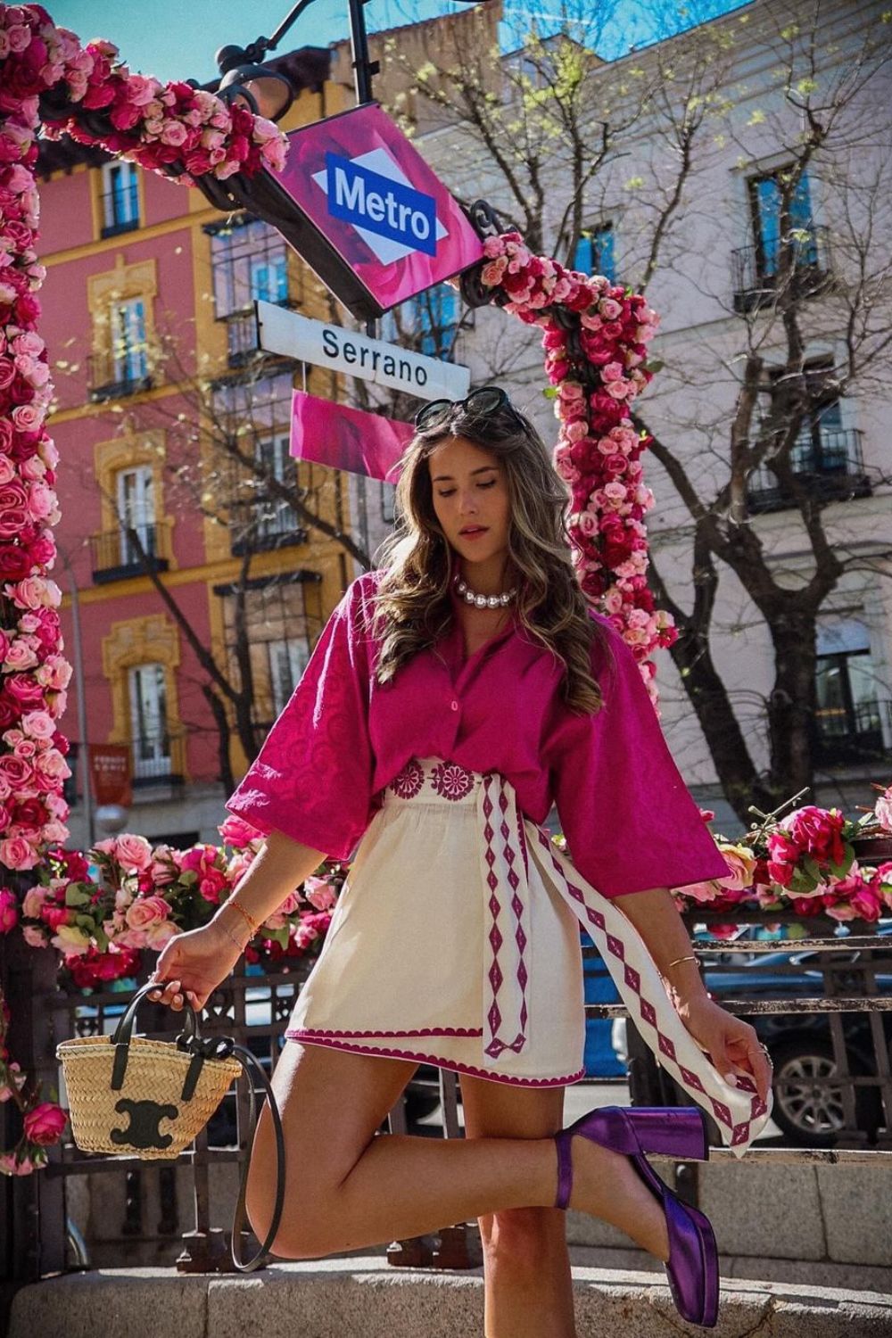 Pink Blouse & Embroidered Skirt