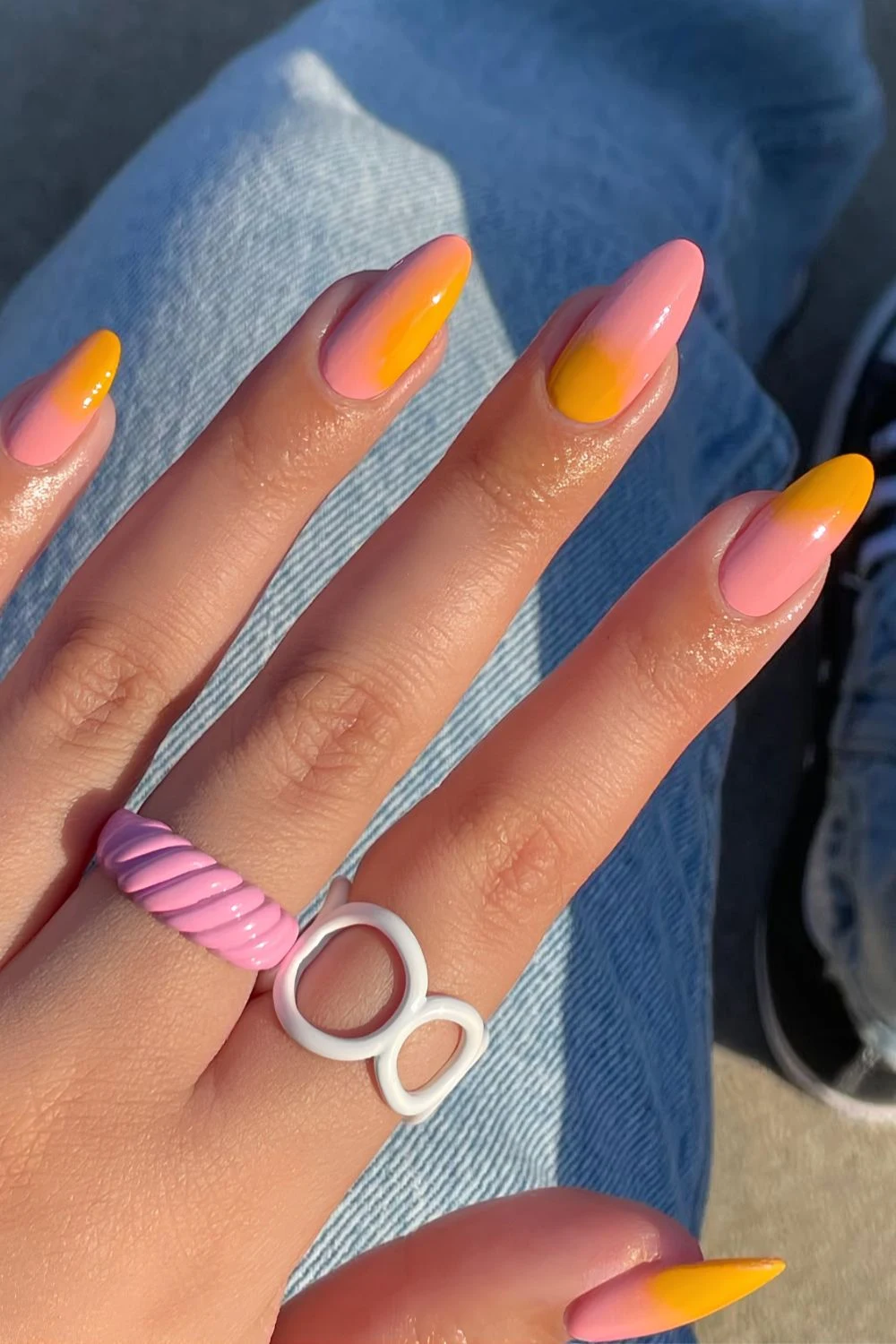 Pink and orange ombre mani