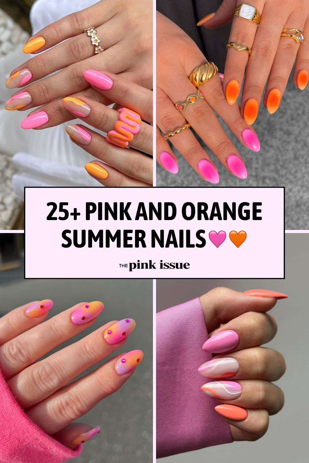 Pink and orange summer nail ideas