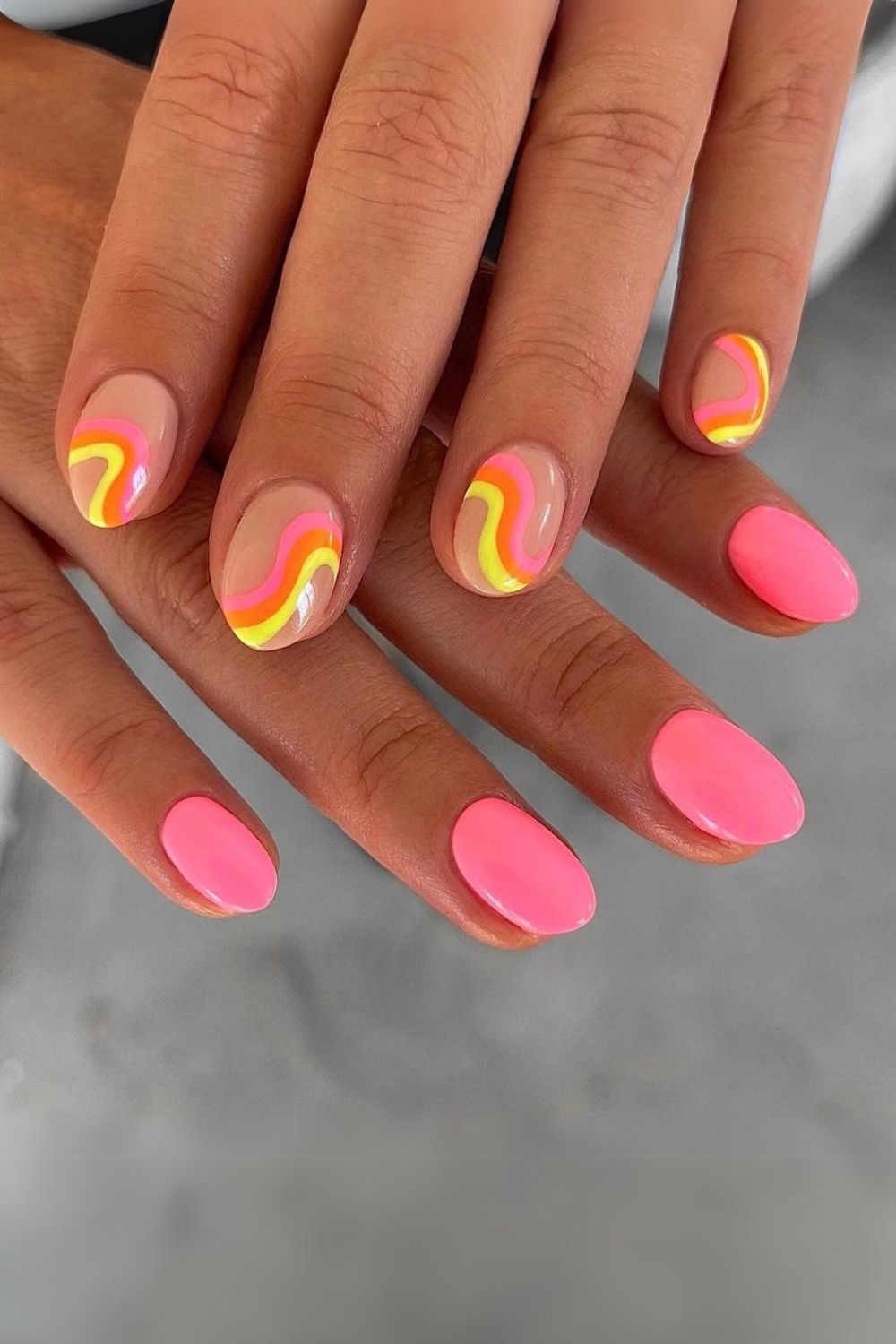 Pink and yellow nails