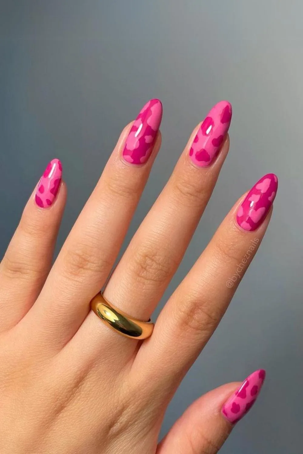 Pink cow print nails