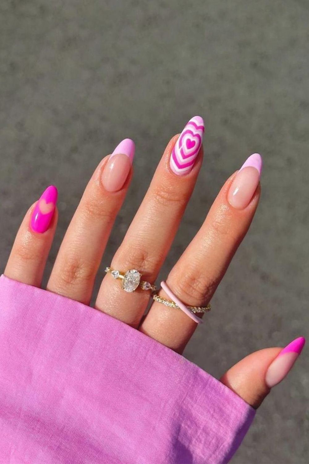 Pink heart manicure