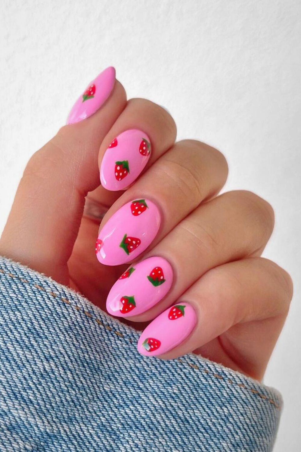 Pink strawberry nails