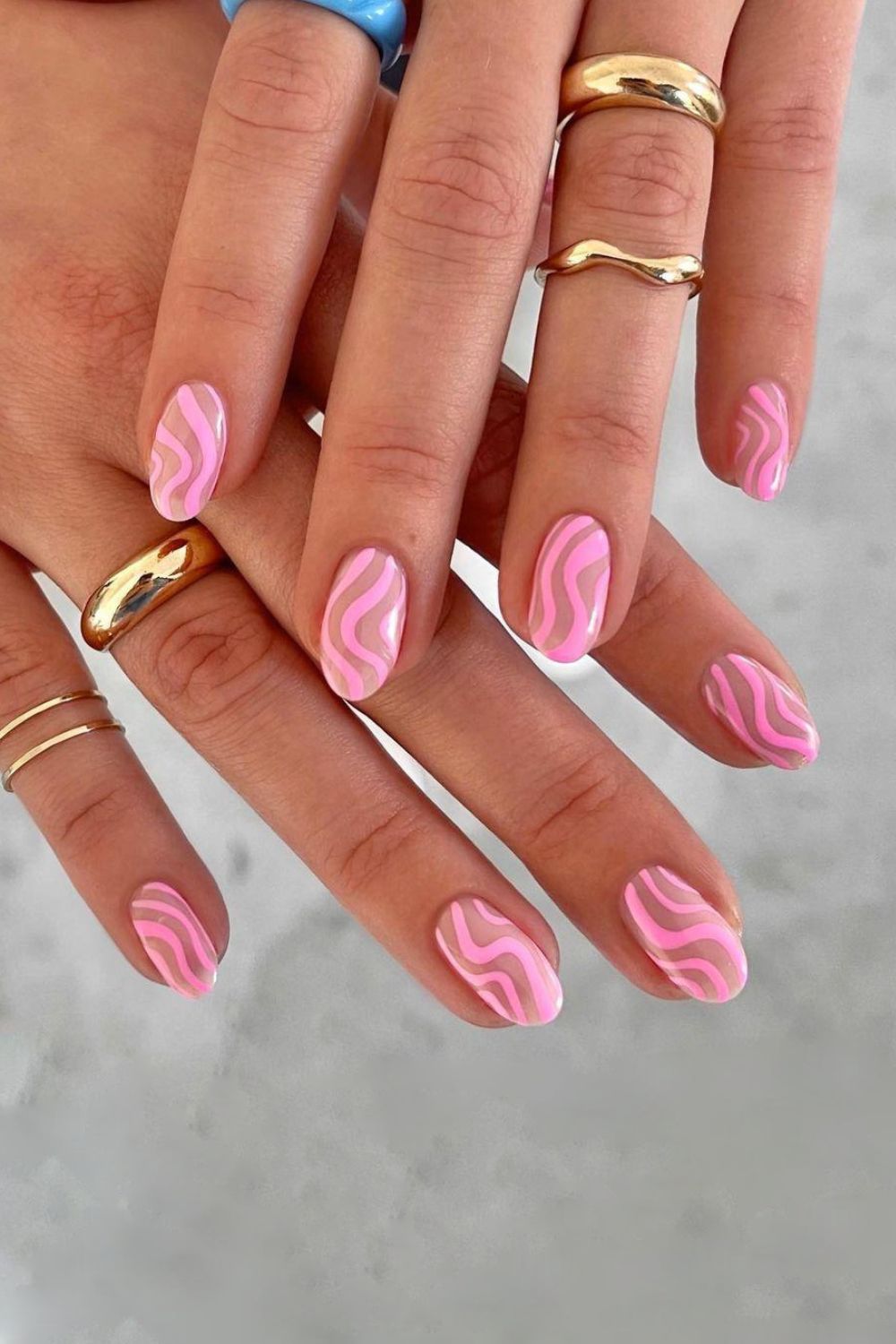 Pink swirl nails