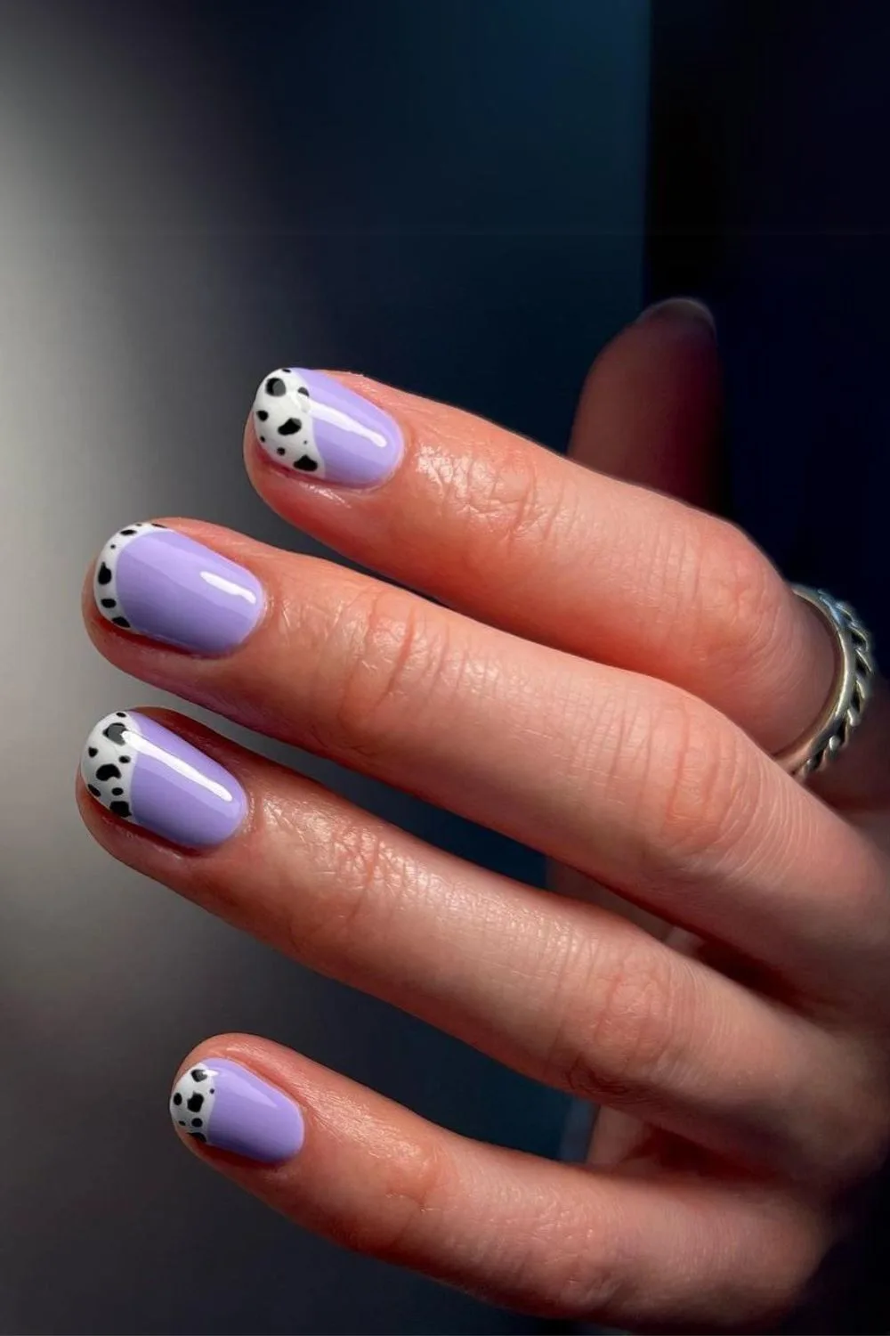 Purple cow print nails