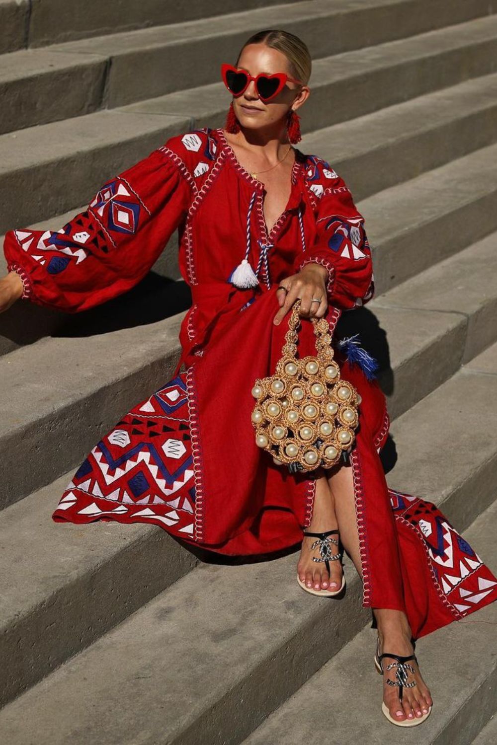 Red Embroidered Dress