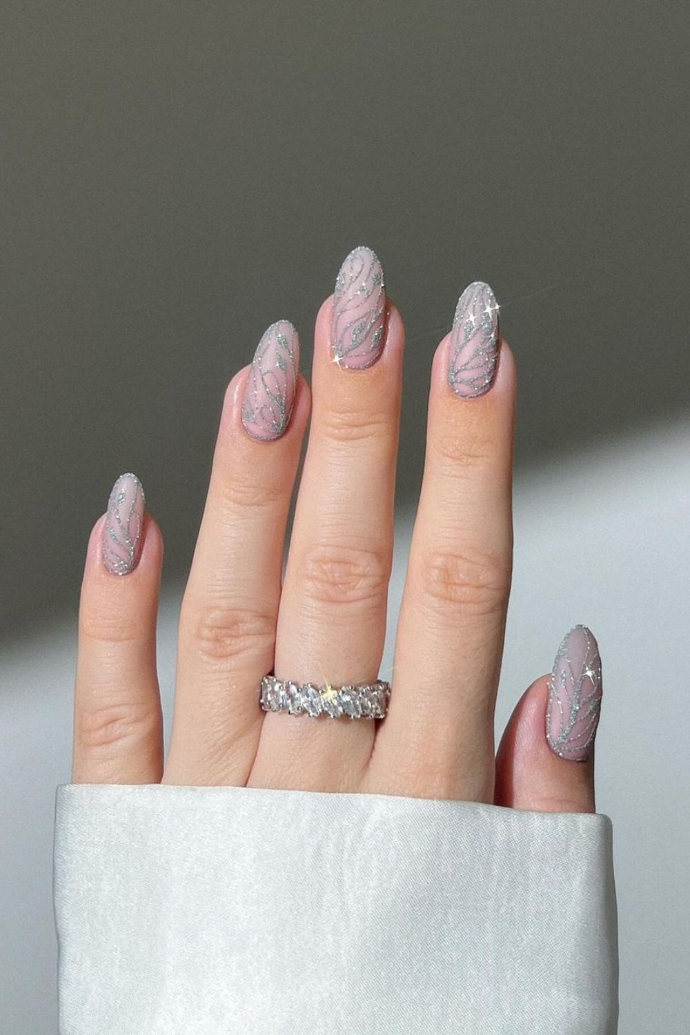 Silver butterfly wing nails