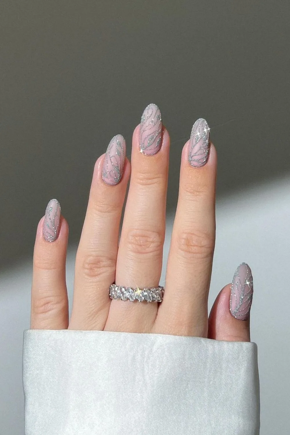 Silver butterfly wing nails