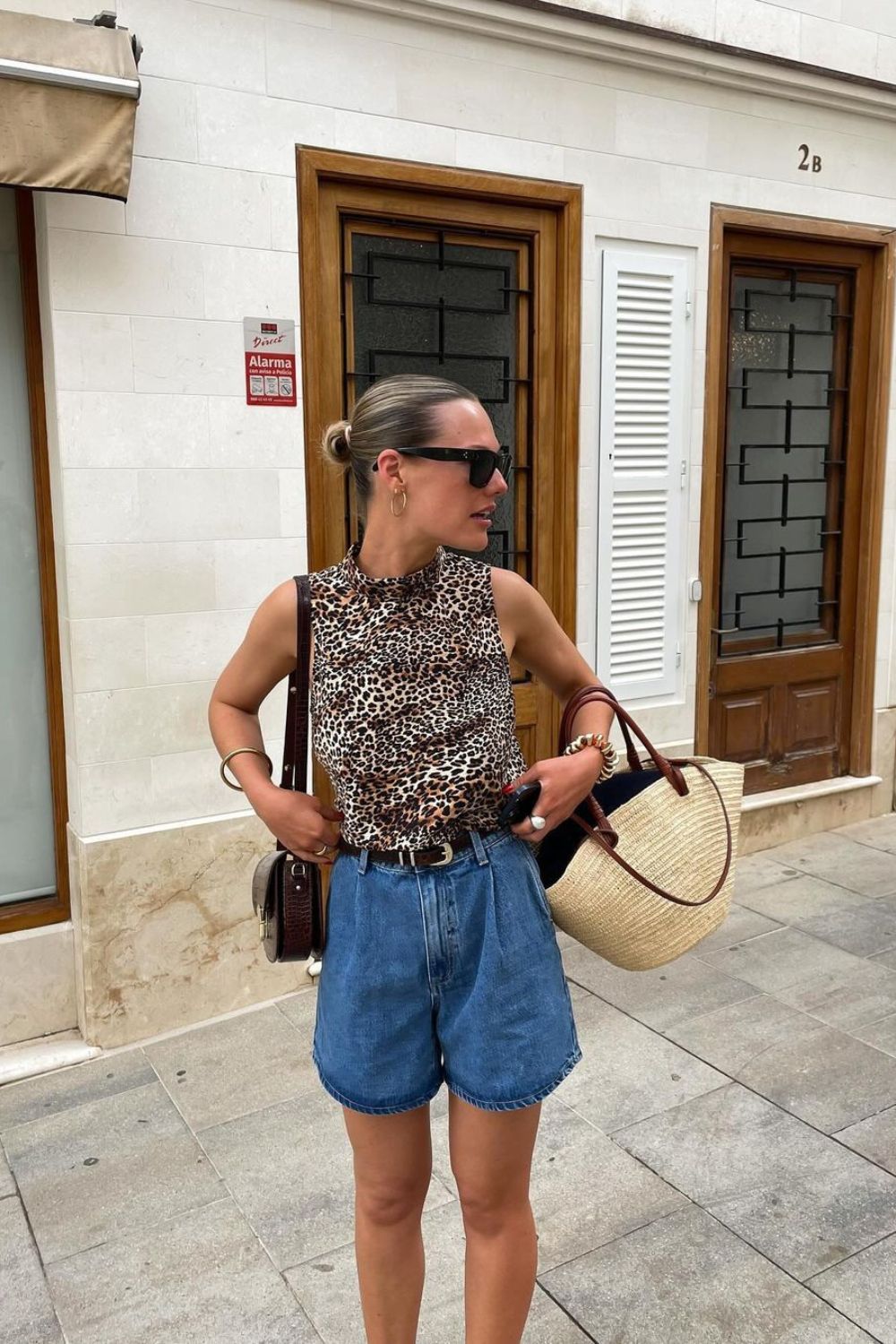 Sleeveless Top with Denim Short