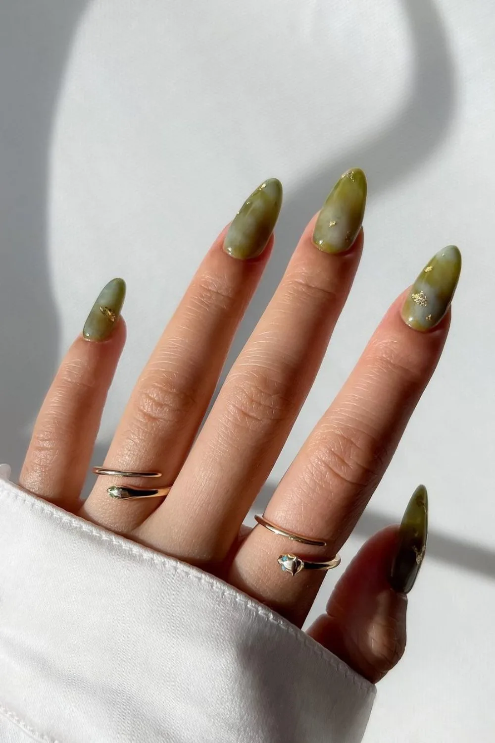 Smokey jade marble nails