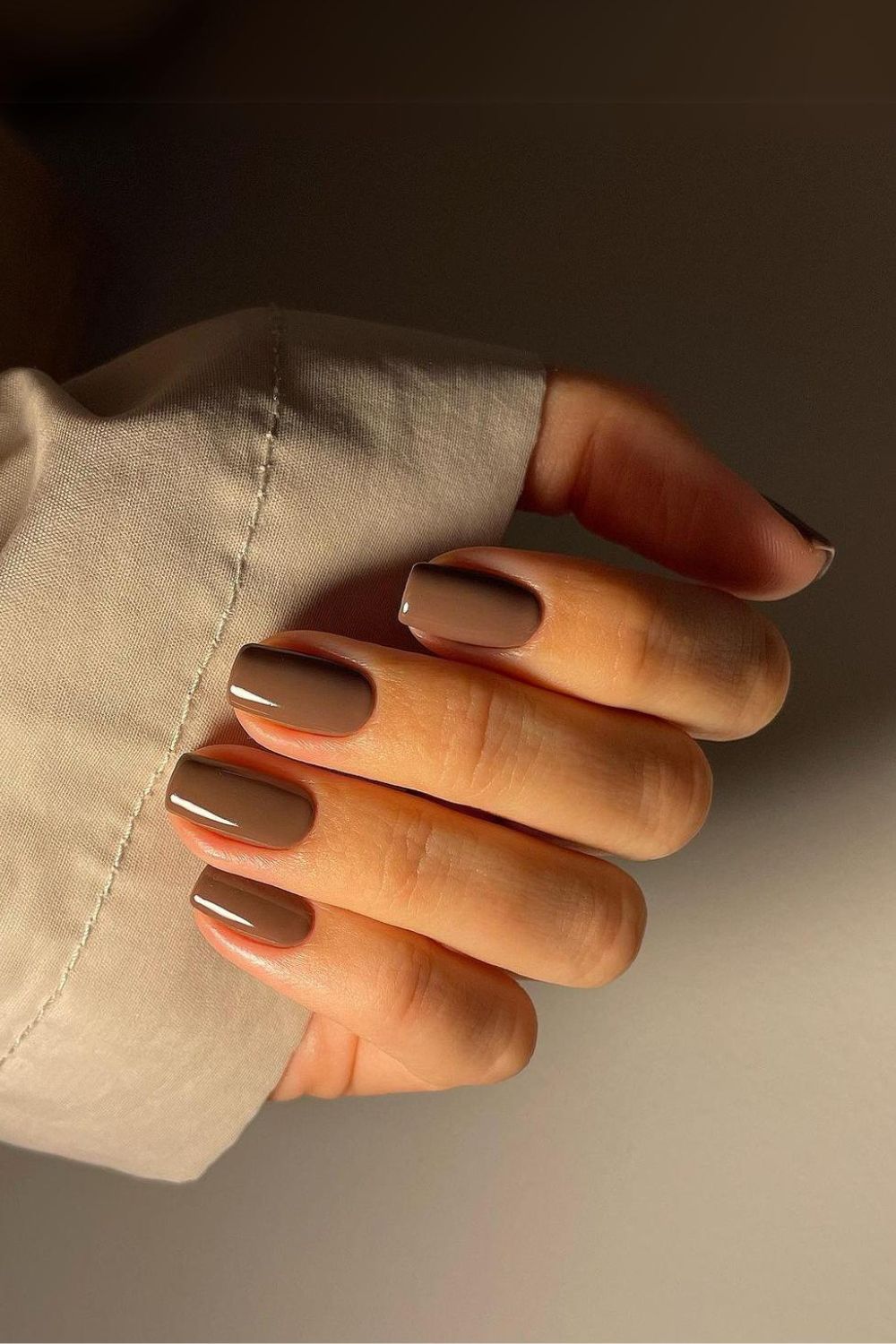 Solid mocha brown nails