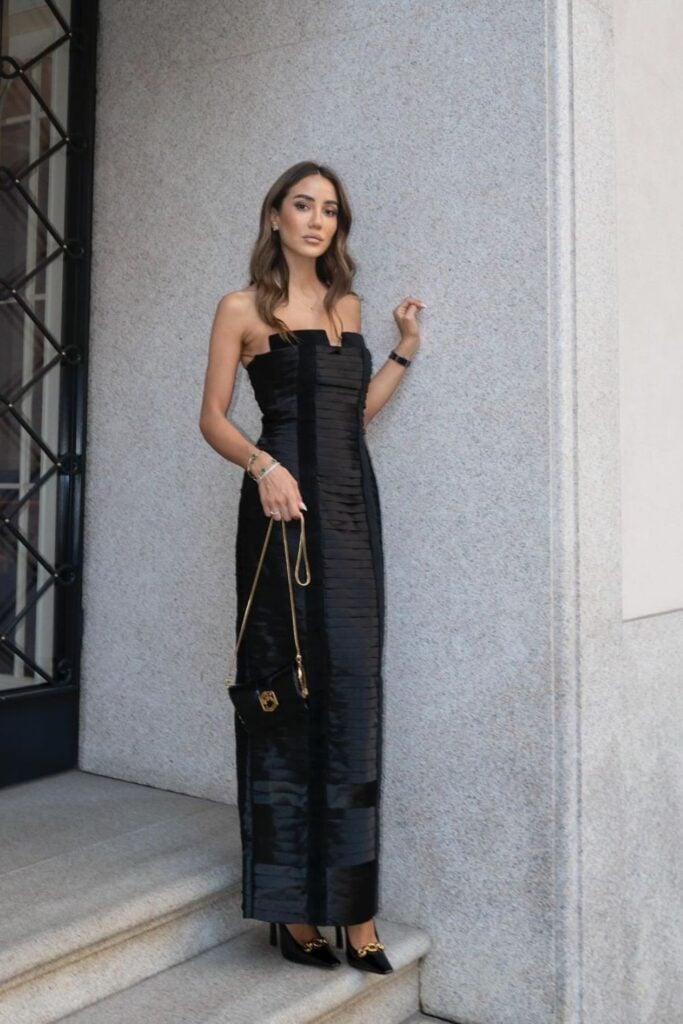 Cuff Black Evening Dress main image 0