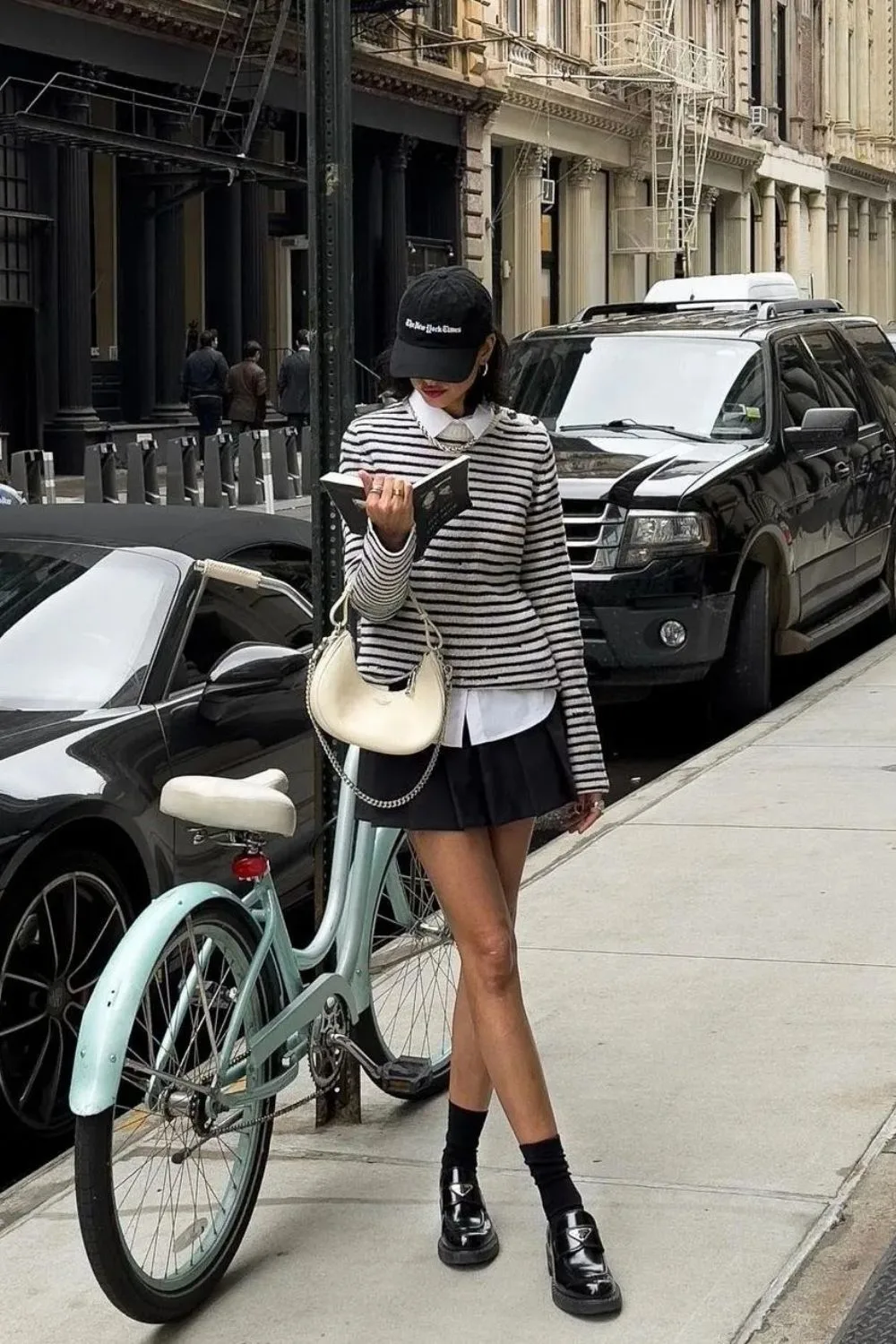 Striped Sweater & Pleated Skirt