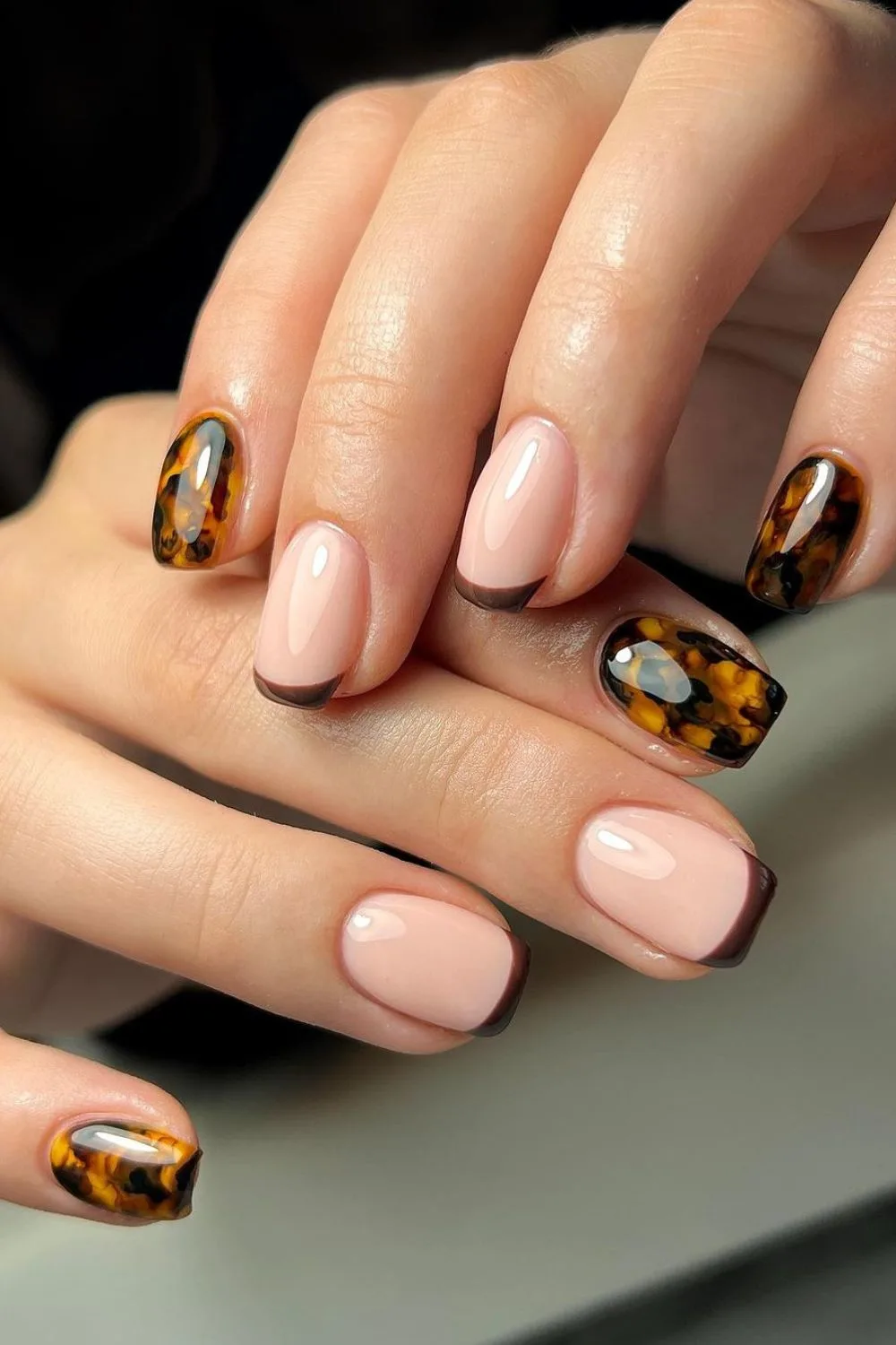 Thin tortoise french nails