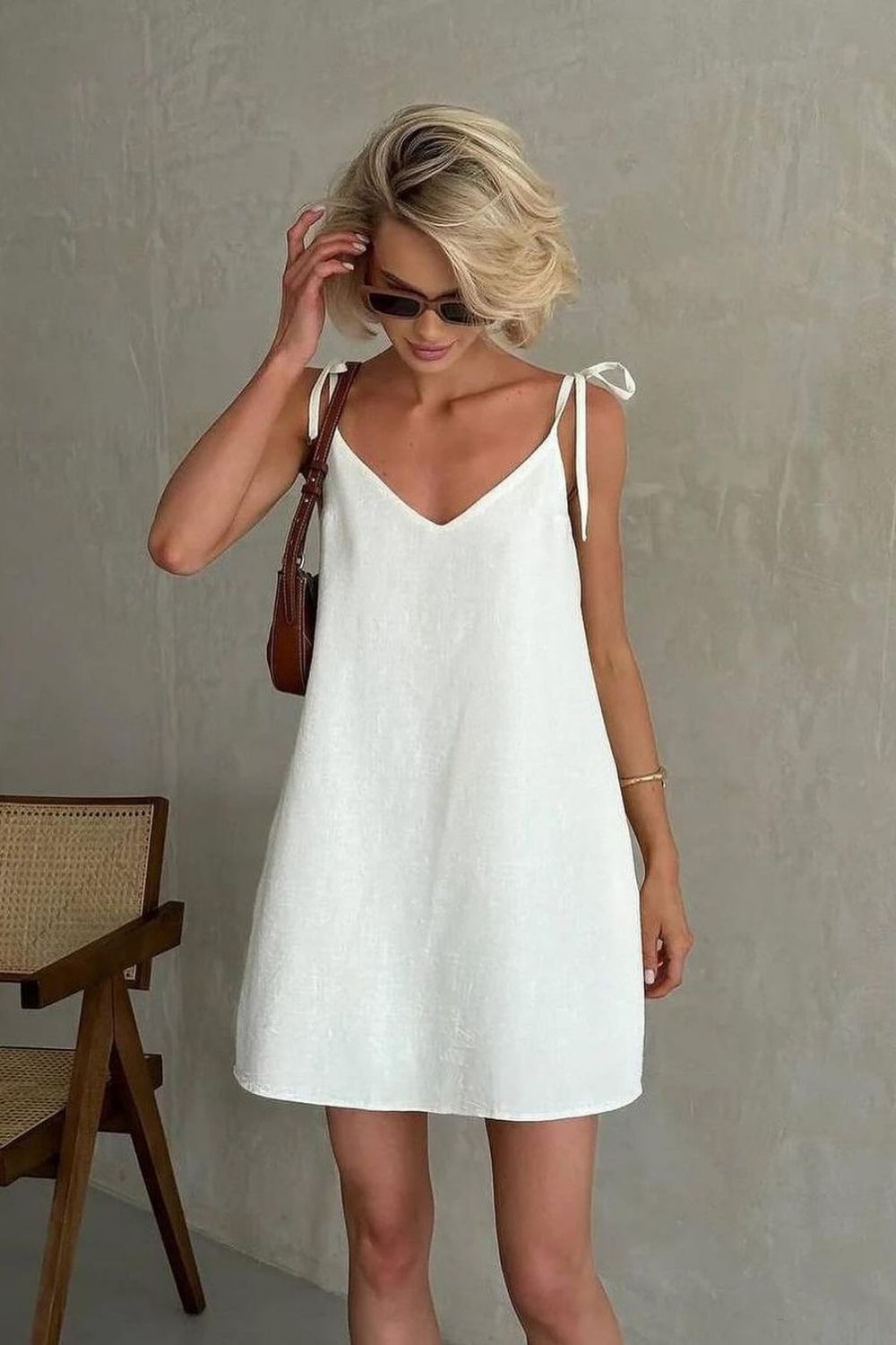 Tie-Strap Slip Dress