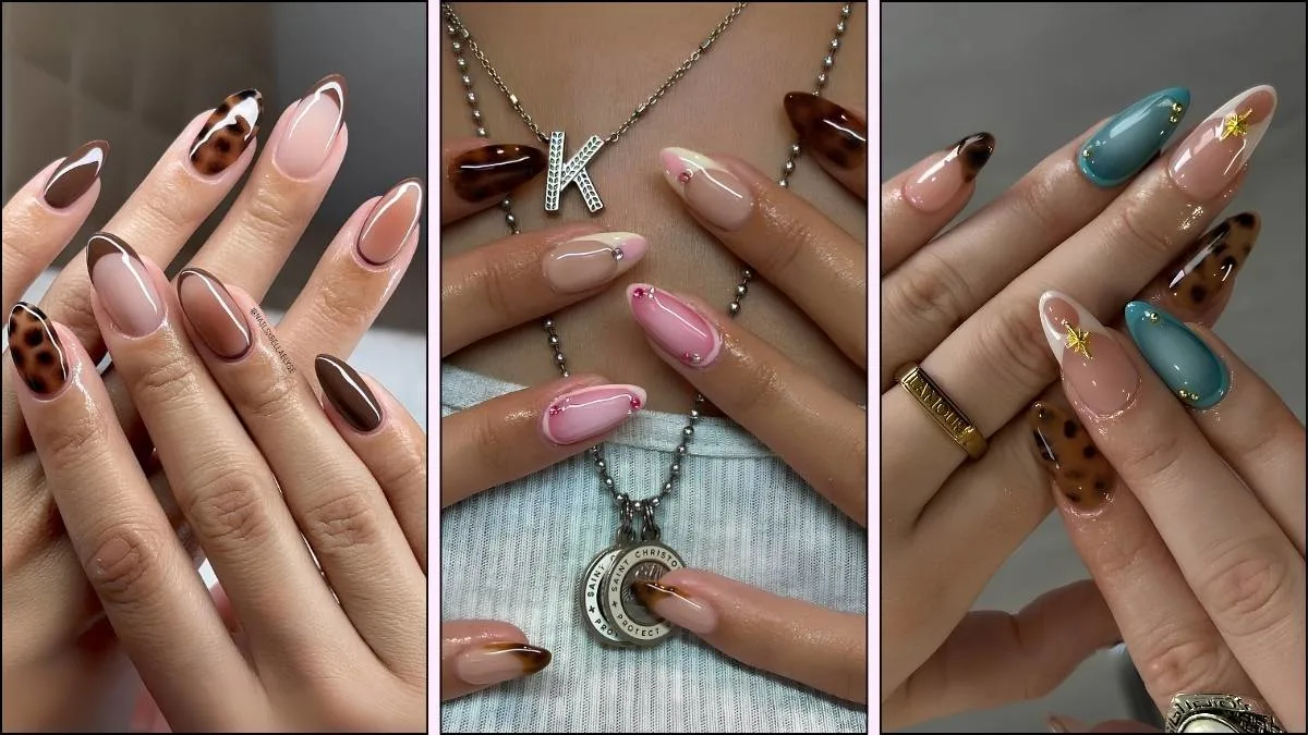 A collage of tortoise shell manicures