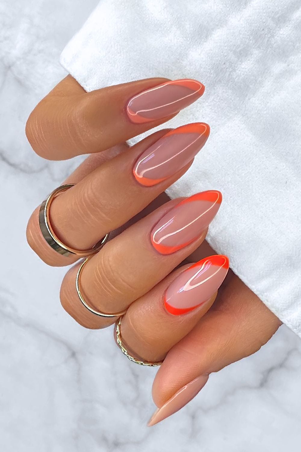 Upside down orange French nails