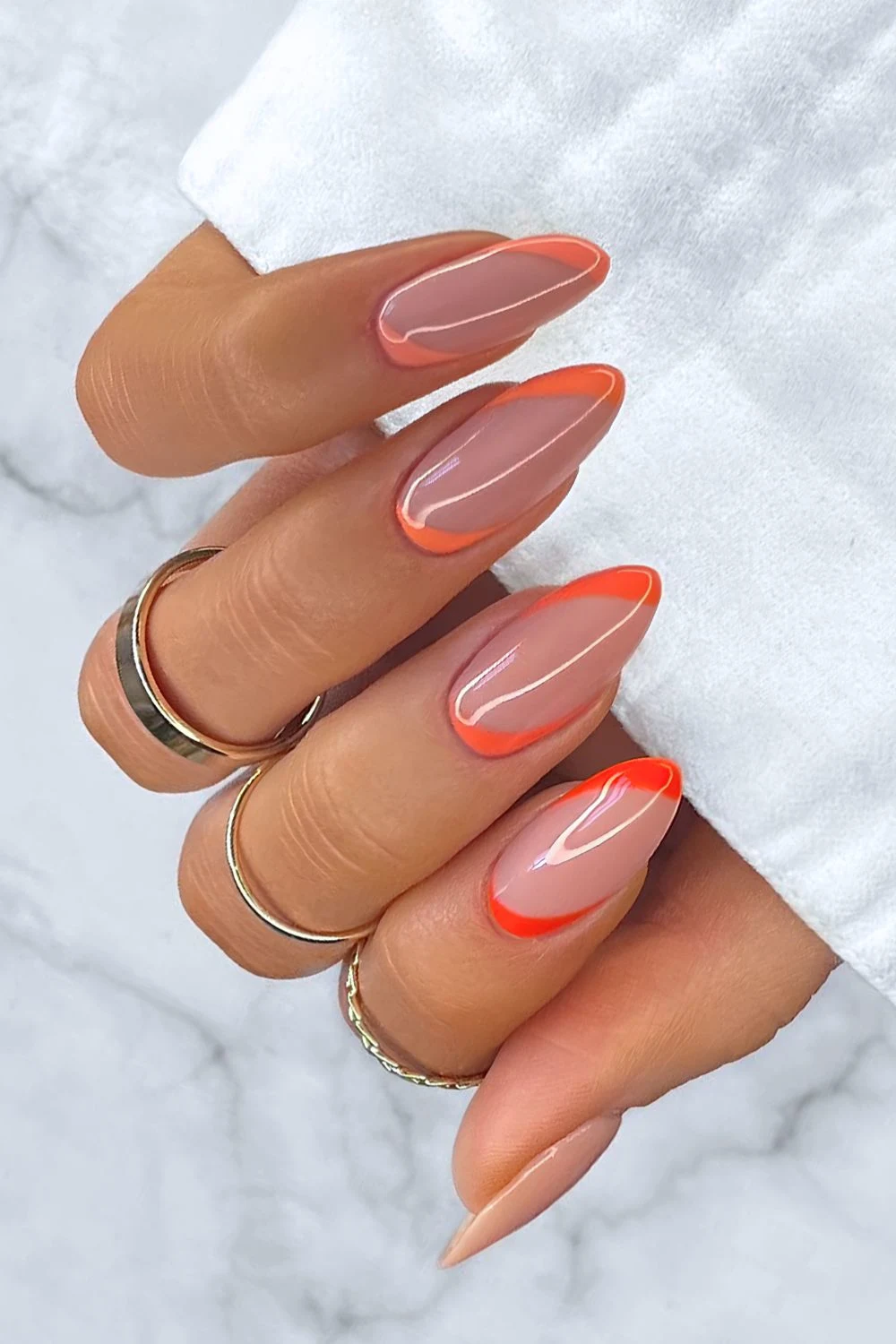 Upside down orange French nails