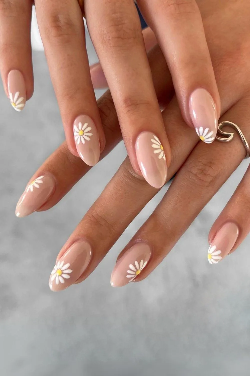 White floral nails