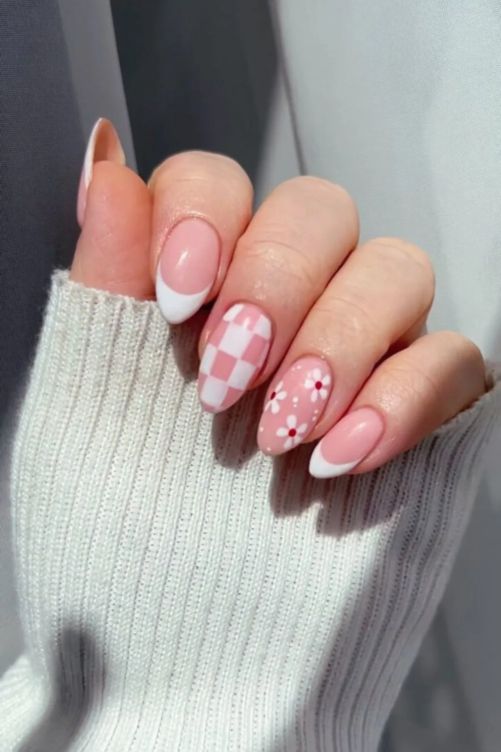 White mix and match nails