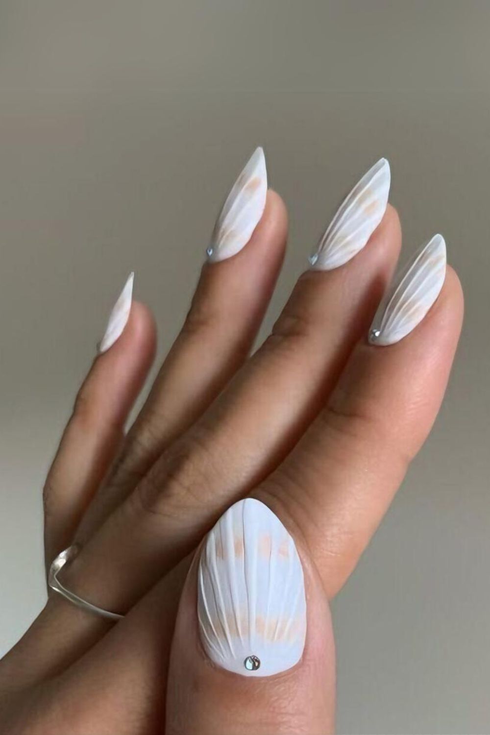 White seashell nails