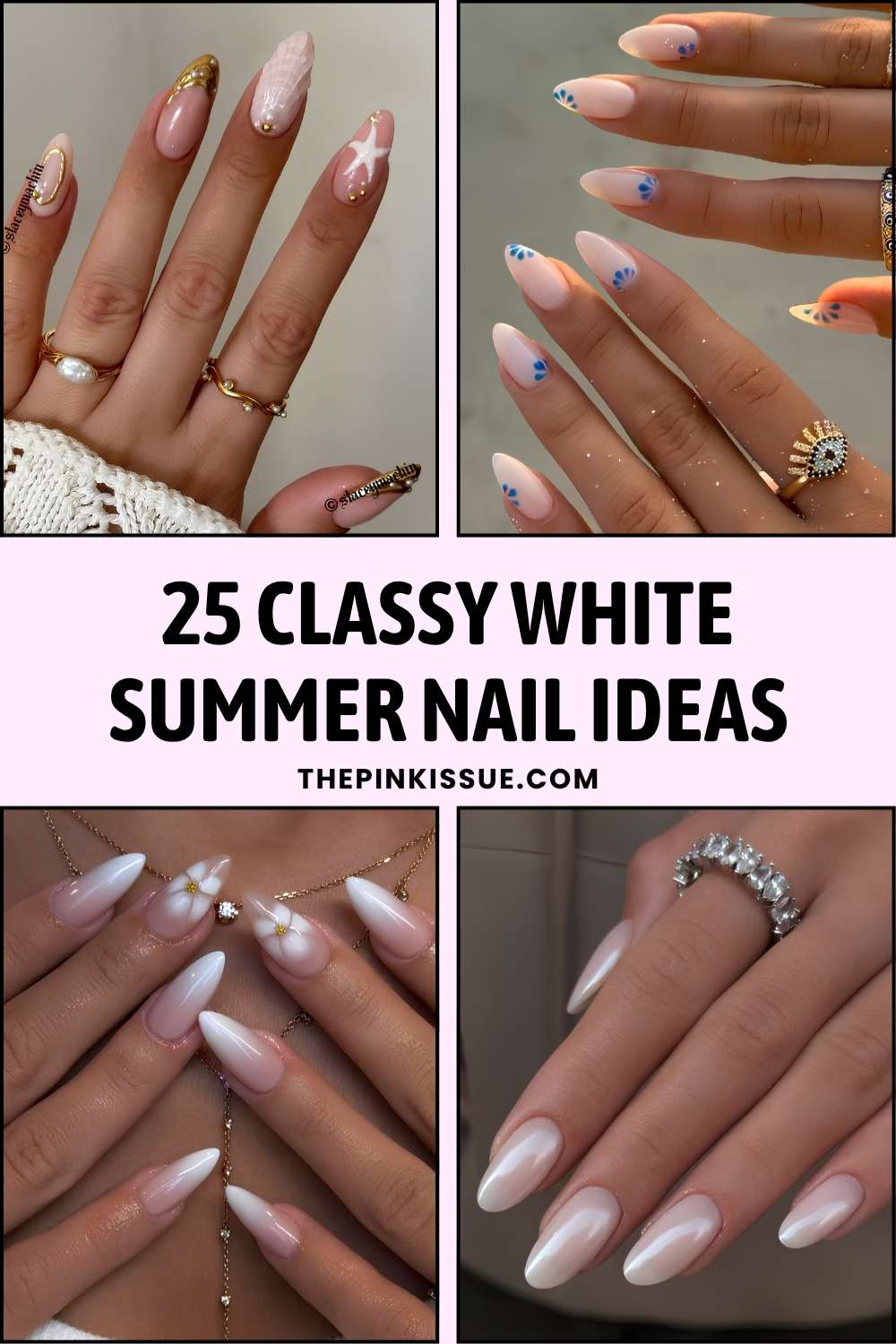 White summer nail designs Pinterest