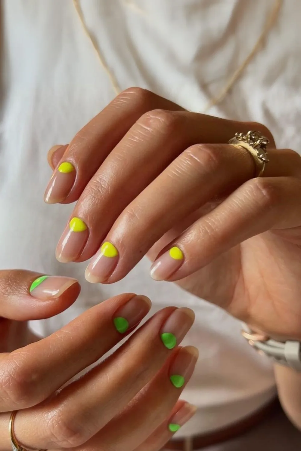 Yellow and green summer nails