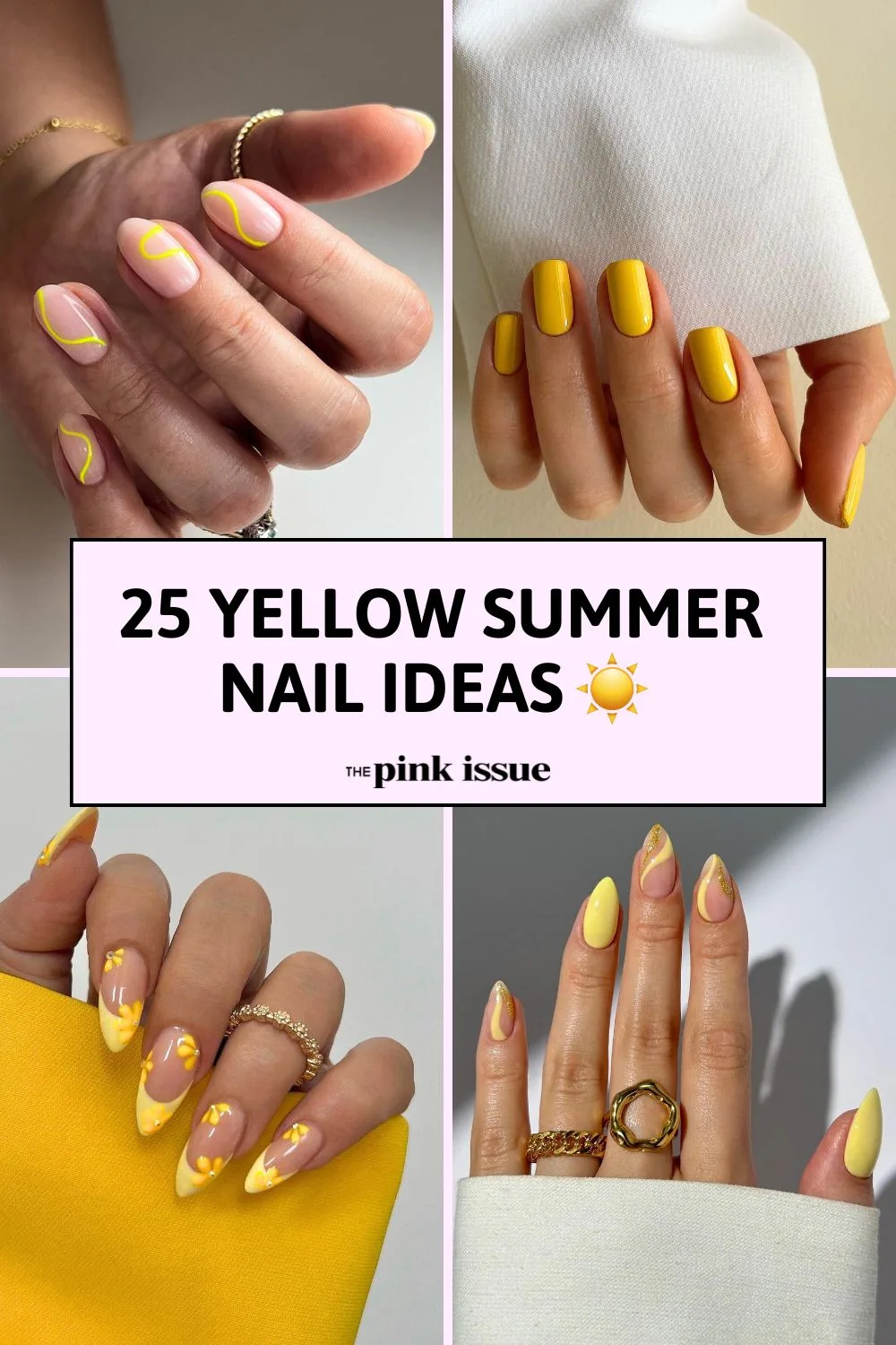 Yellow summer nail ideas Pinterest