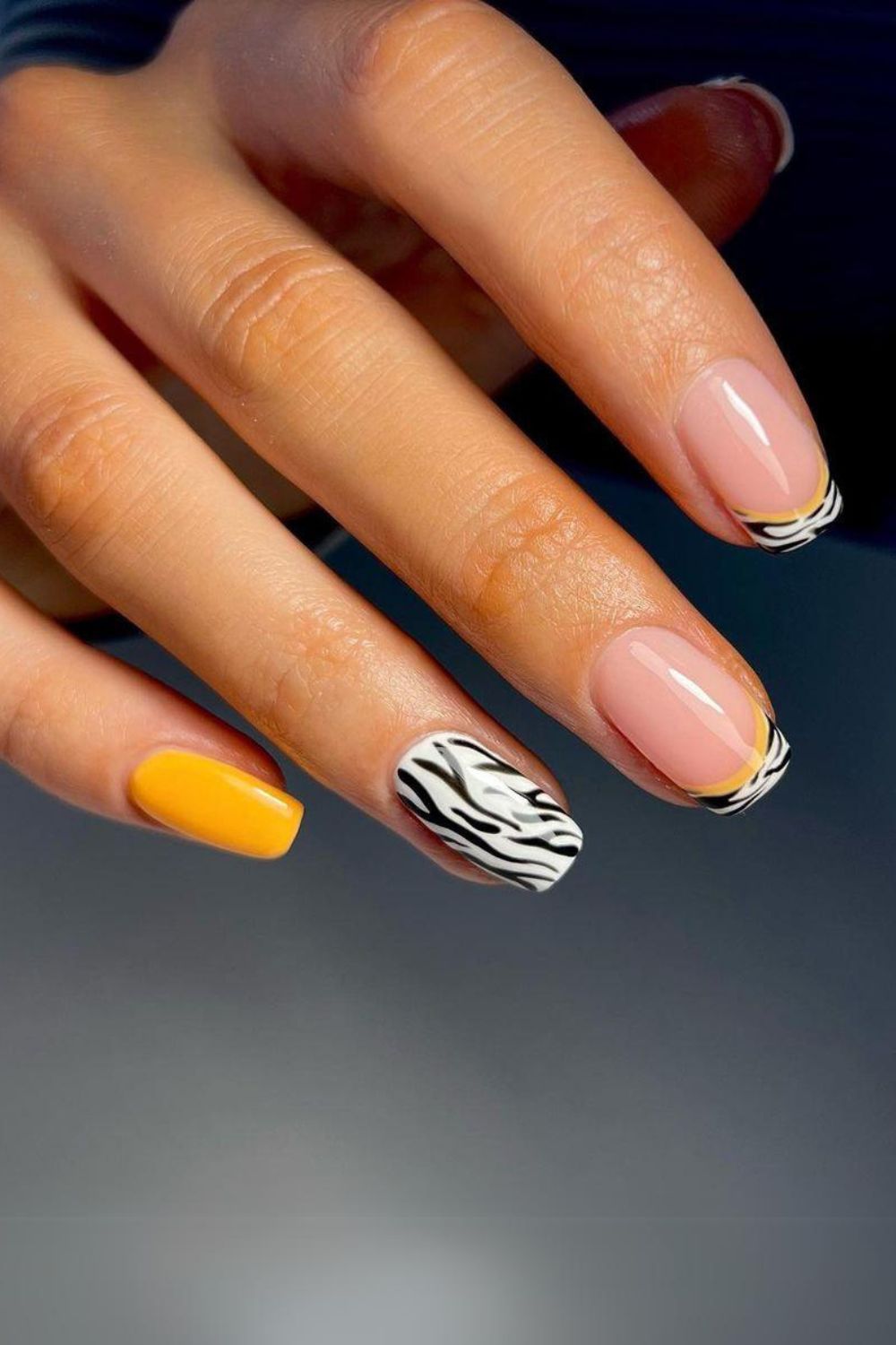 Yellow zebra print nails