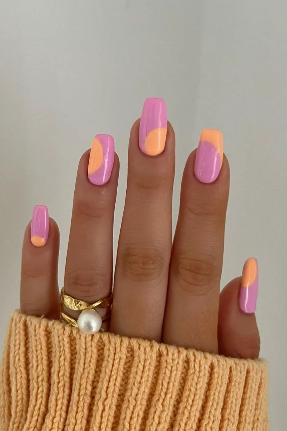 peach and pink summer nails