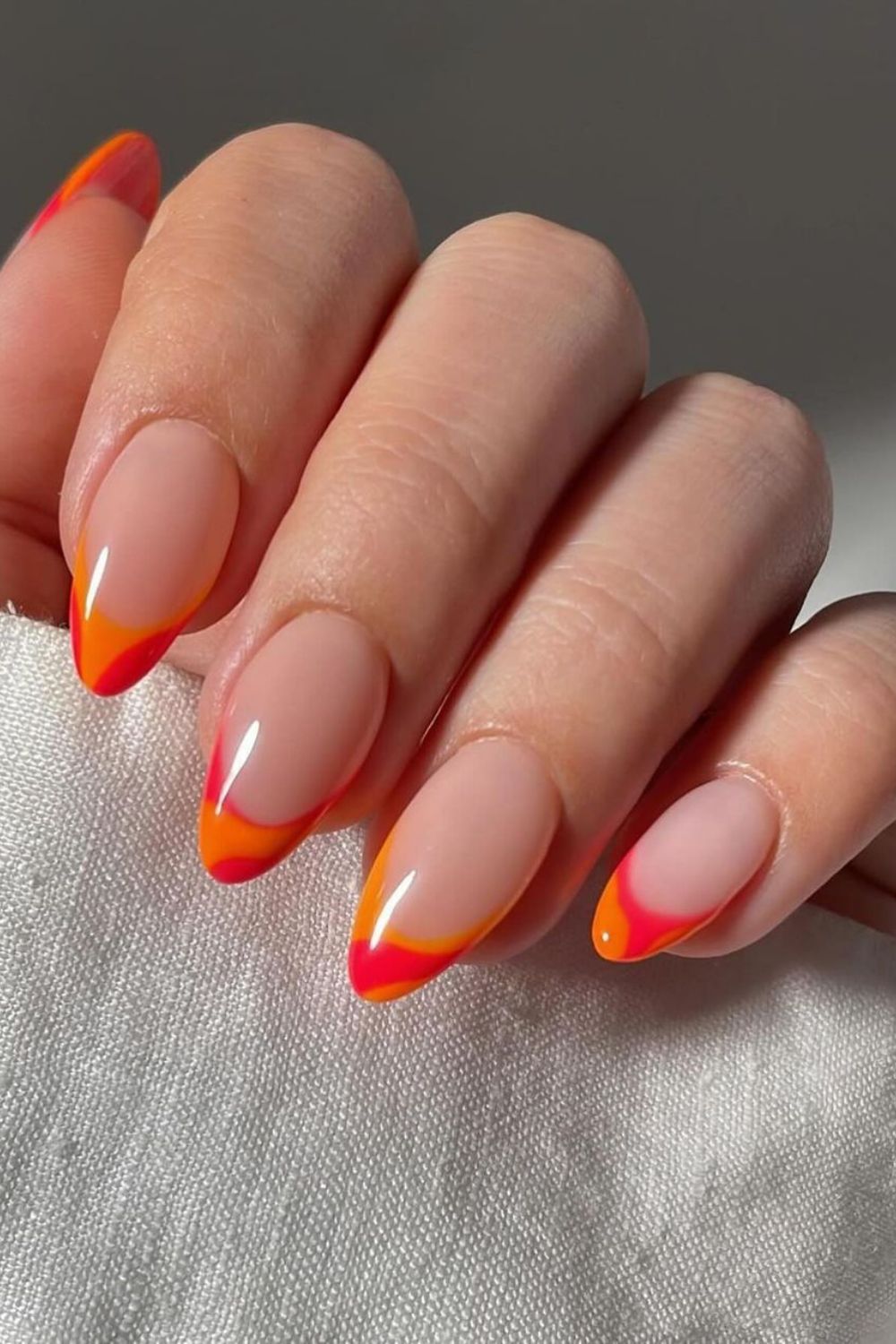 red and orange french tips