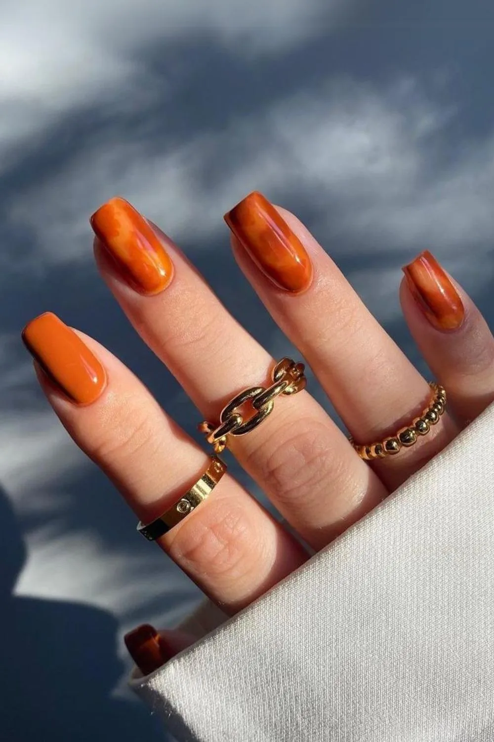 Amber nails with tortoise shell effect