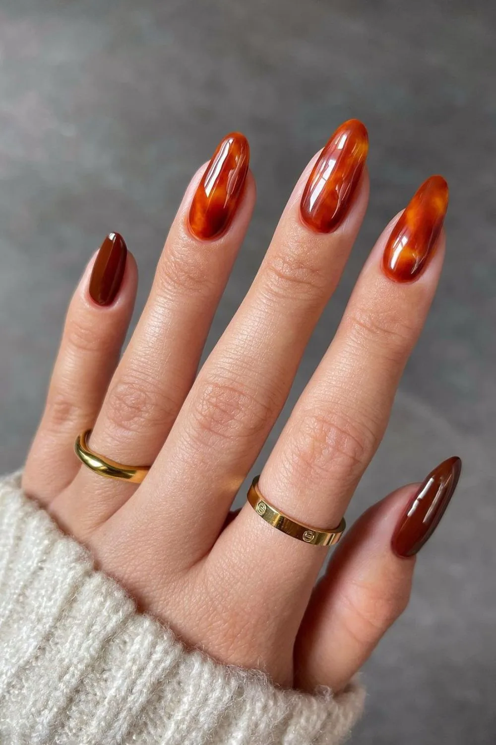 Amber tortoise shell nails