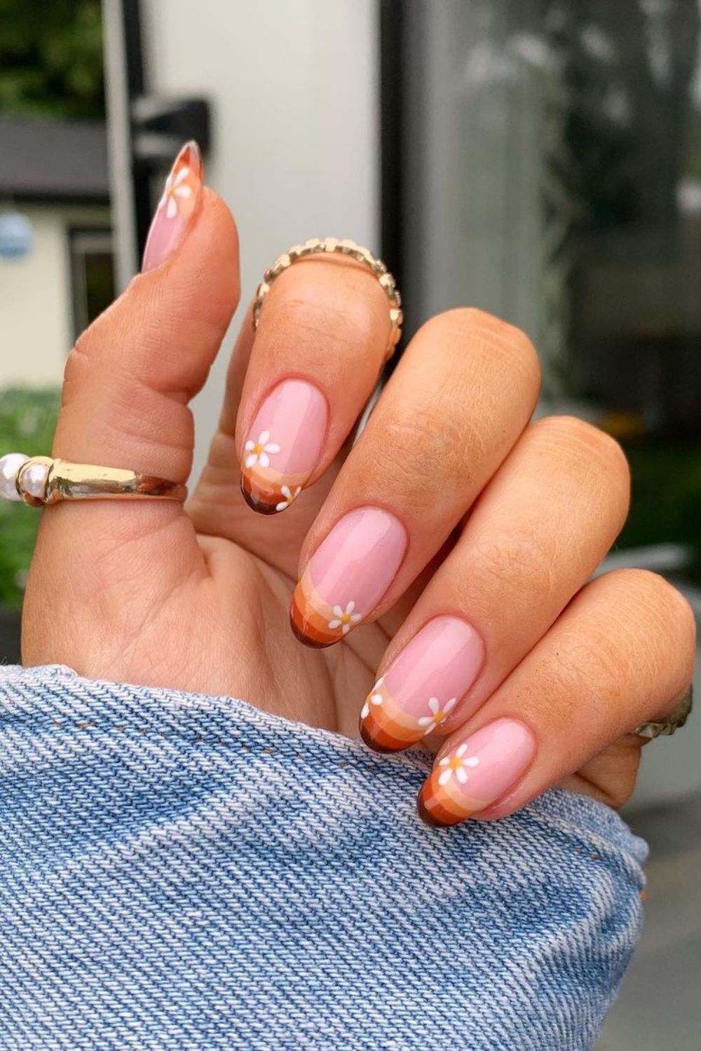 Autumn floral french nails