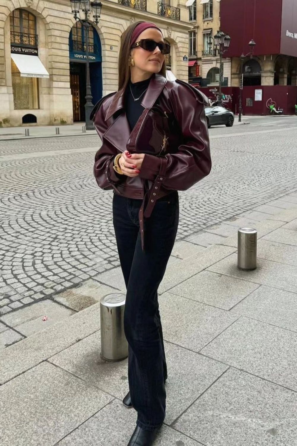 Black Jeans & Burgundy Jacket