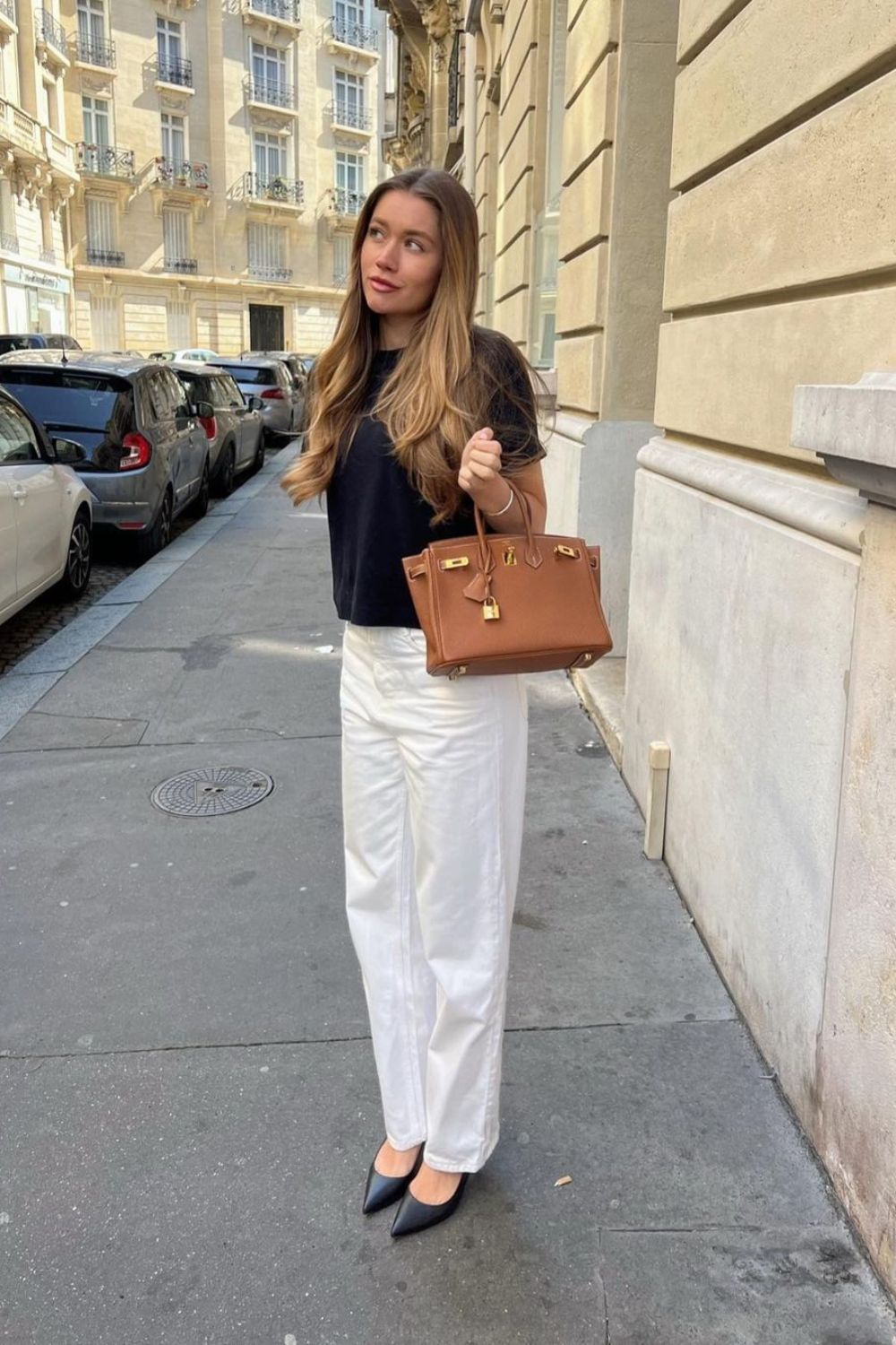 Black Top & White Jeans