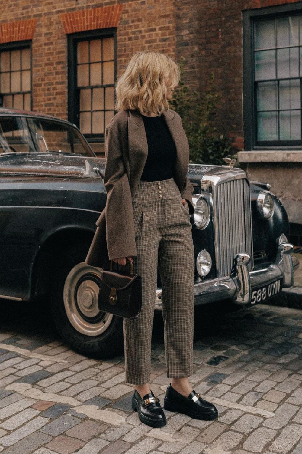 Blazer with plaid pants