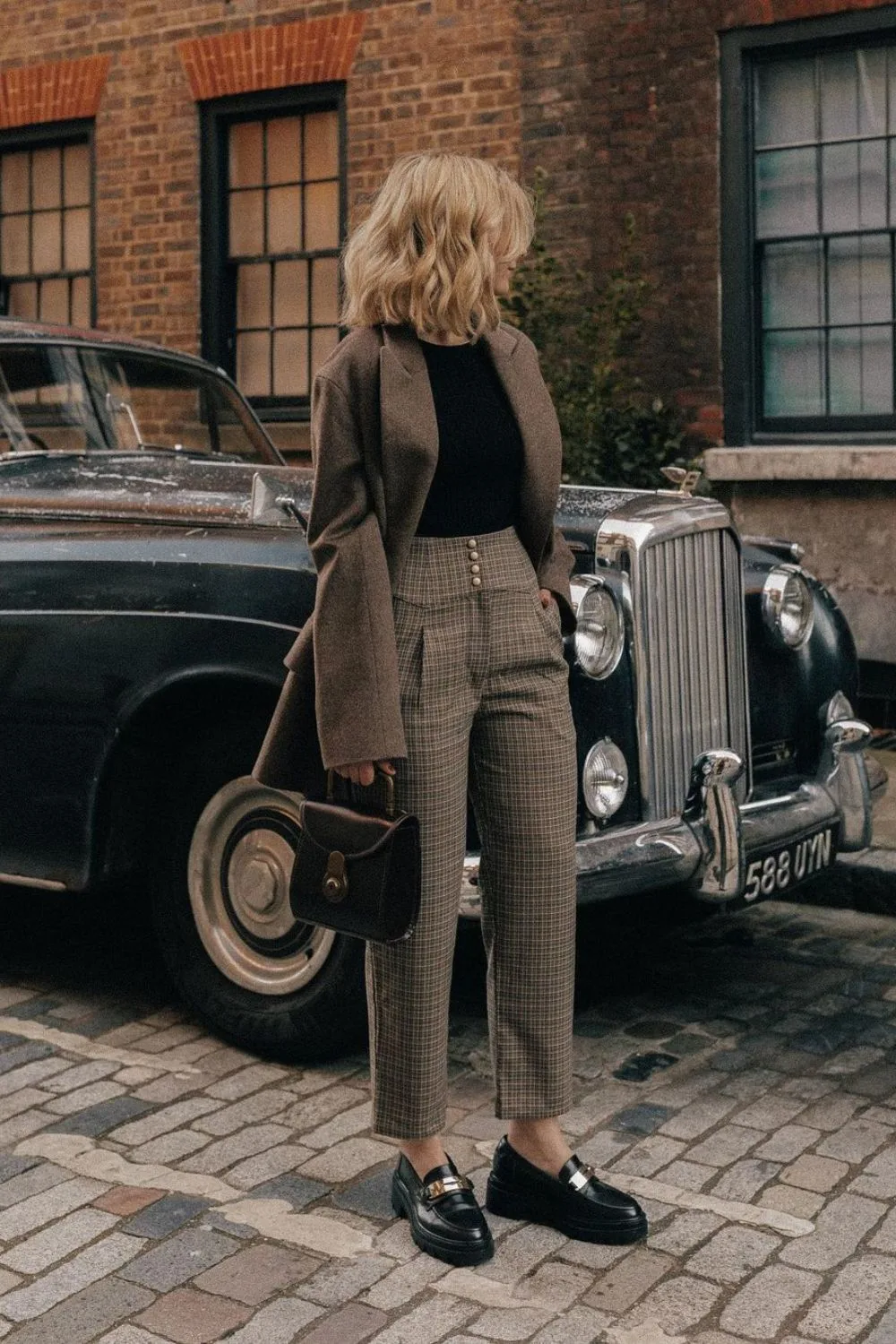 Blazer with plaid pants