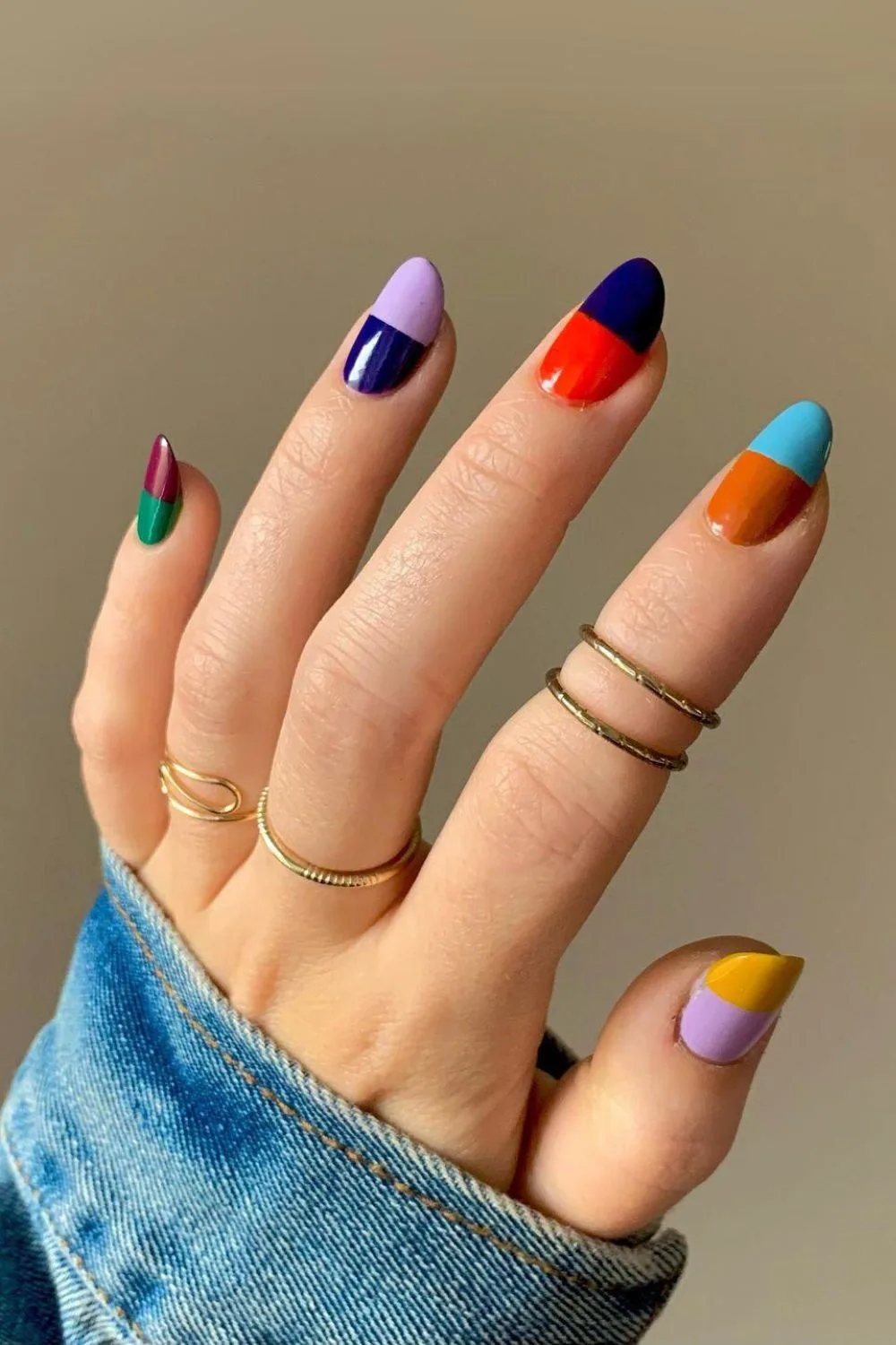 Bold color block nails