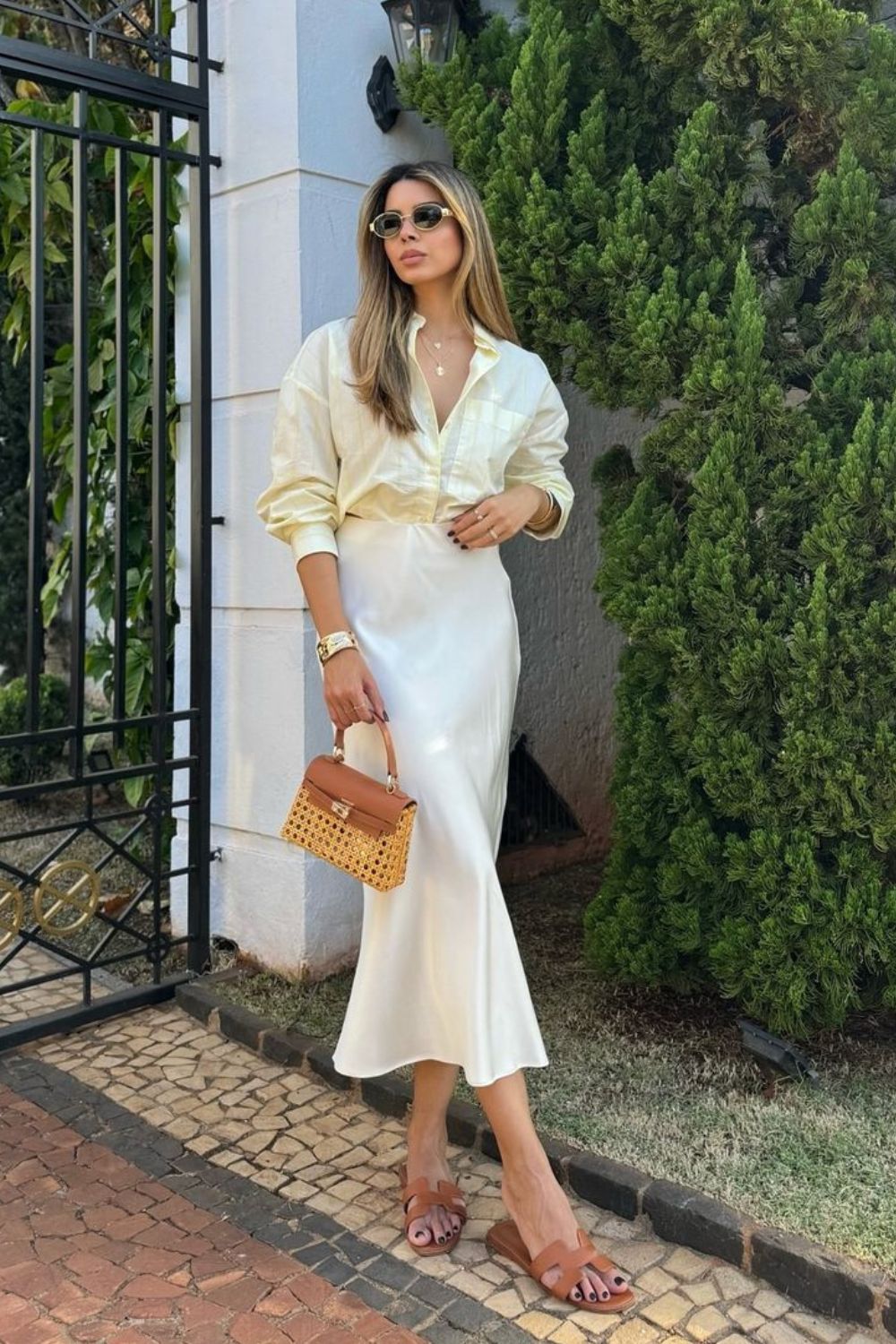 Butter Yellow Blouse & Silk Skirt