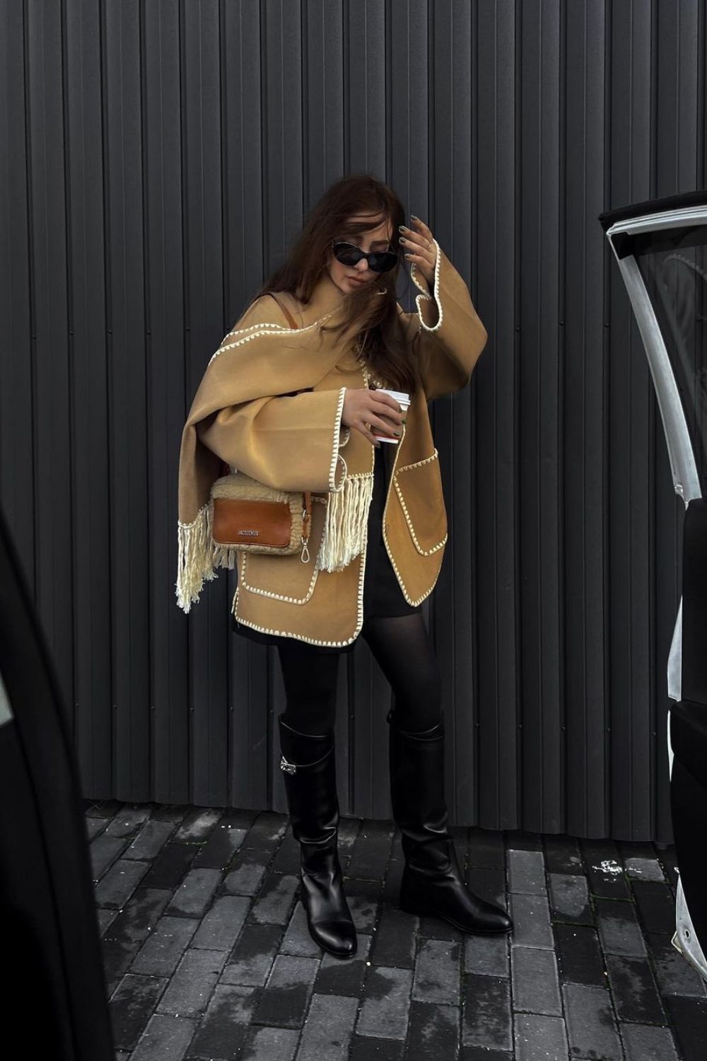 Camel Cape & Knee-High Boots