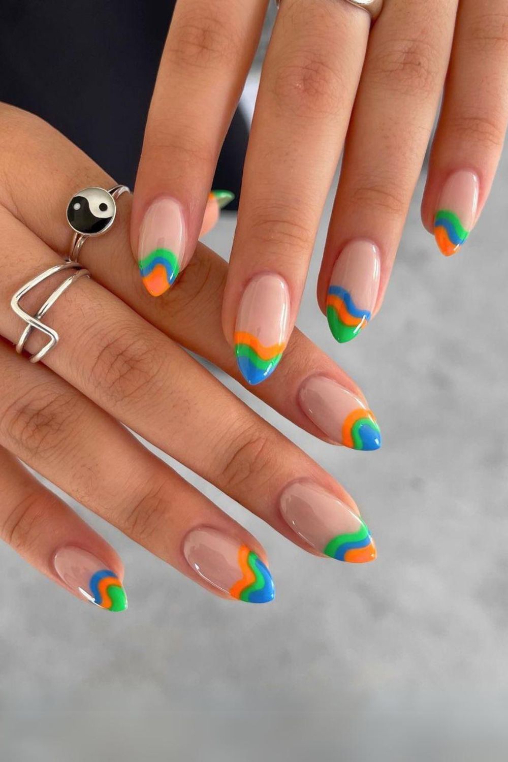 Colorful and funky french tips