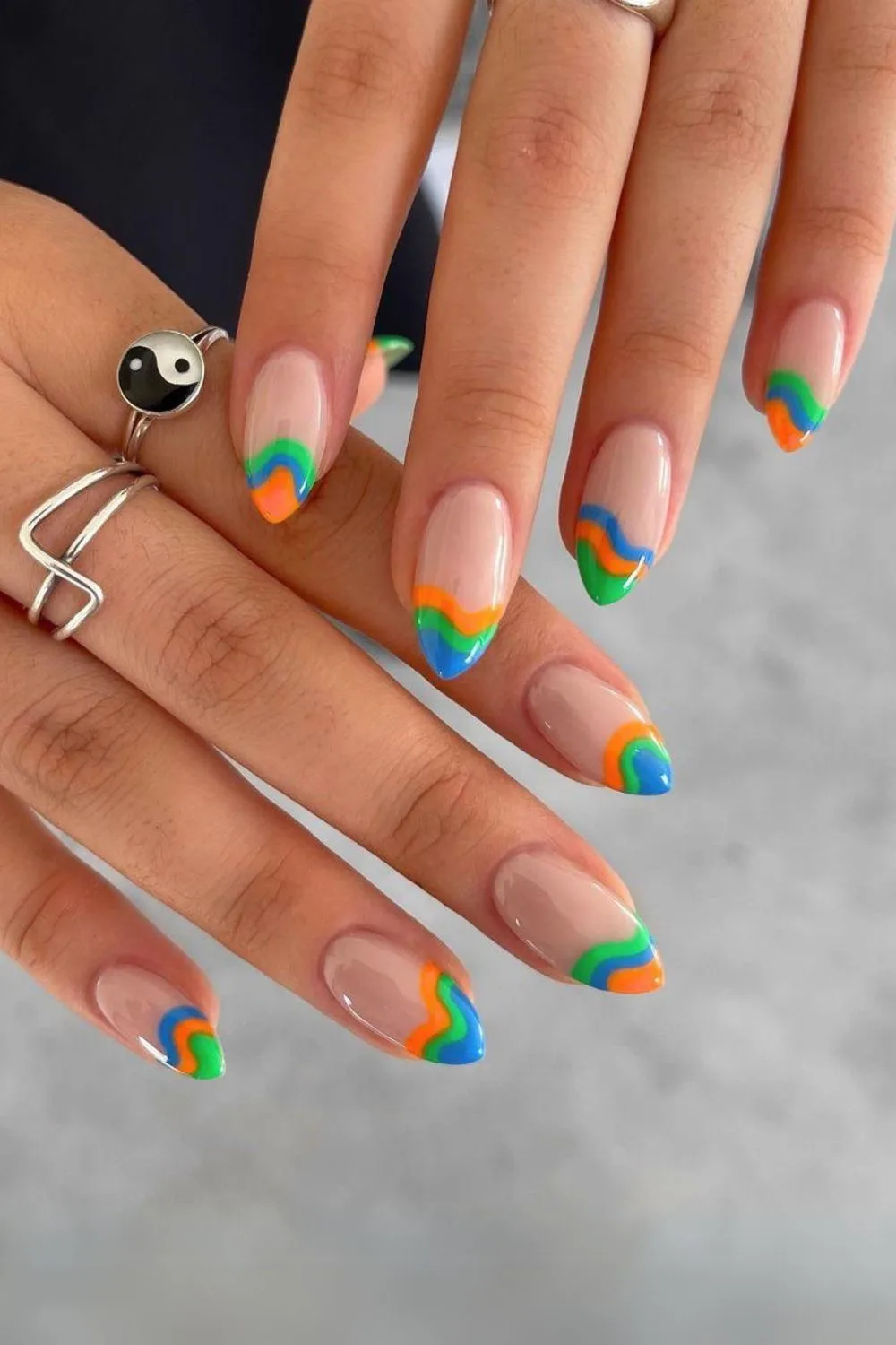 Colorful and funky french tips