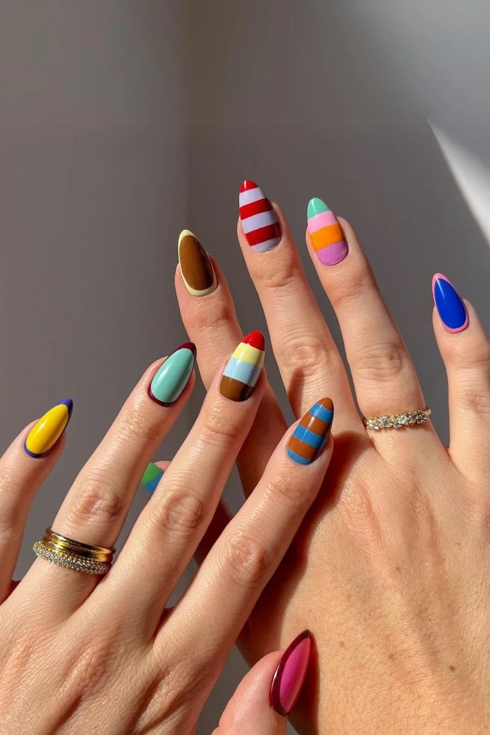 Colorful nails with stripes