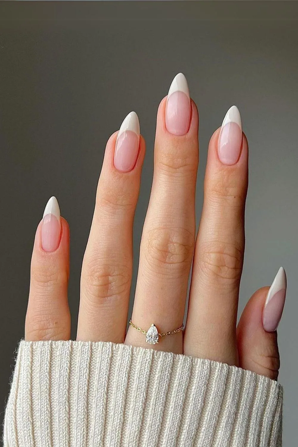 Creamy french tip nails