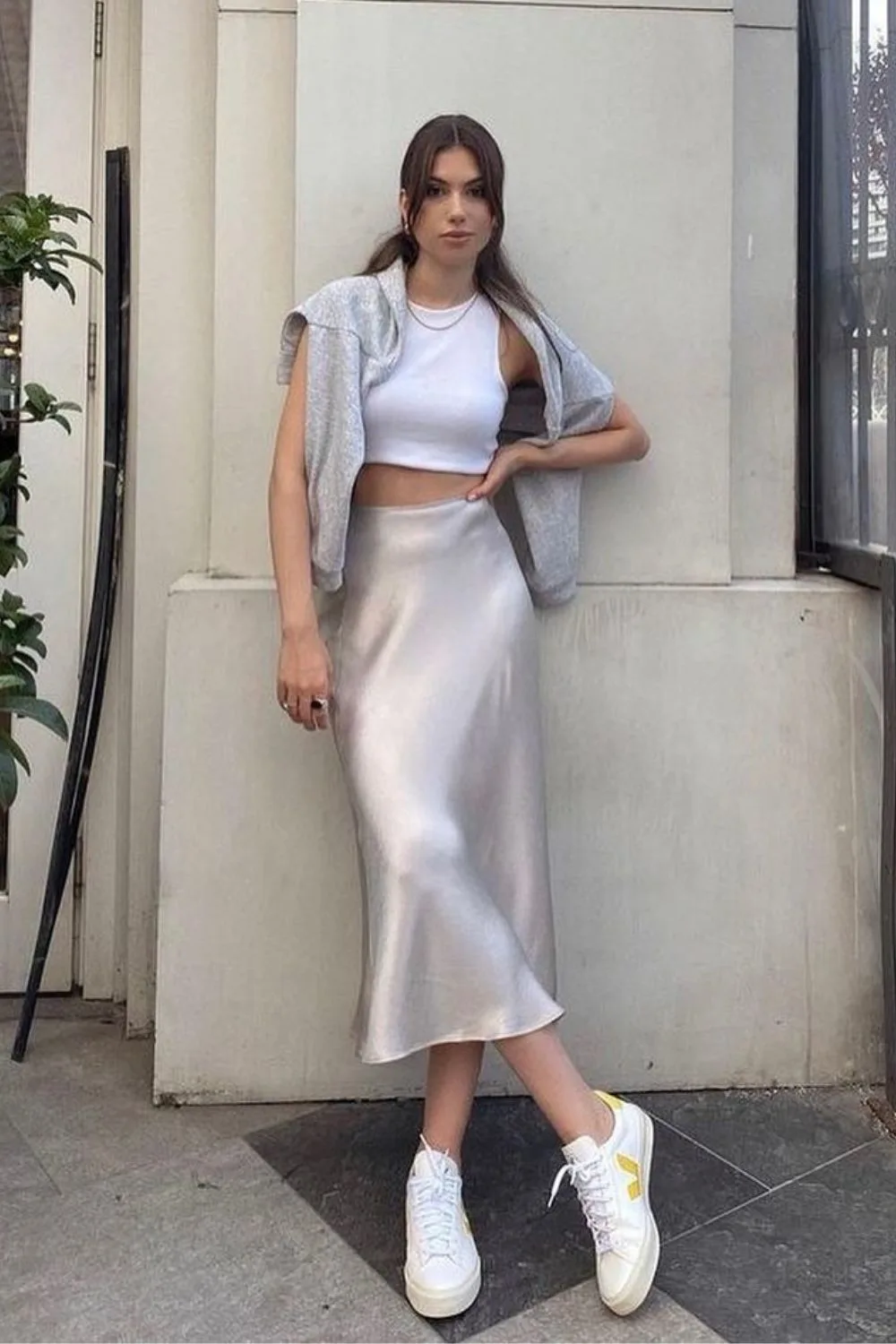 Crop Top & Silver Skirt